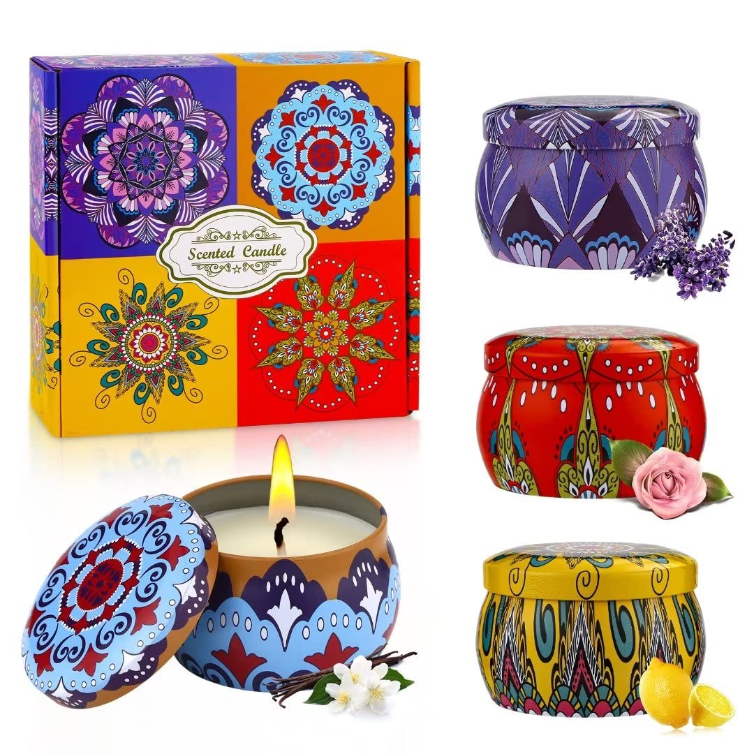 4.4oz Scented Soy Wax Candles 4-Pack - Lavender Aromatherapy Jar Candles for Home Decor, Relaxation & Gifts | Perfect for Valentine's Day, Mother's Day, Birthday Presents & Women's Gifts
