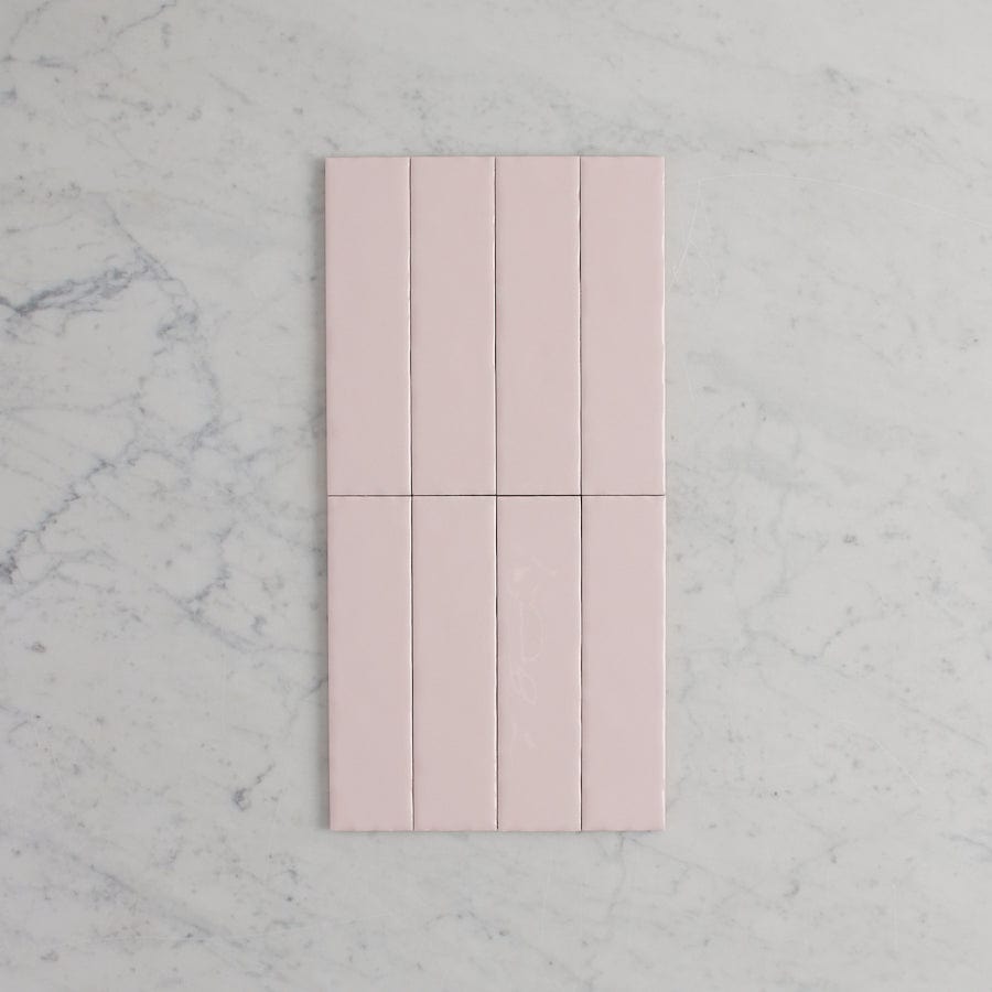 Newport Gloss Mini Subway Baby Pink Ceramic Tile - Perfect for Kitchen Backsplash, Bathroom Walls & DIY Home Decor Projects
