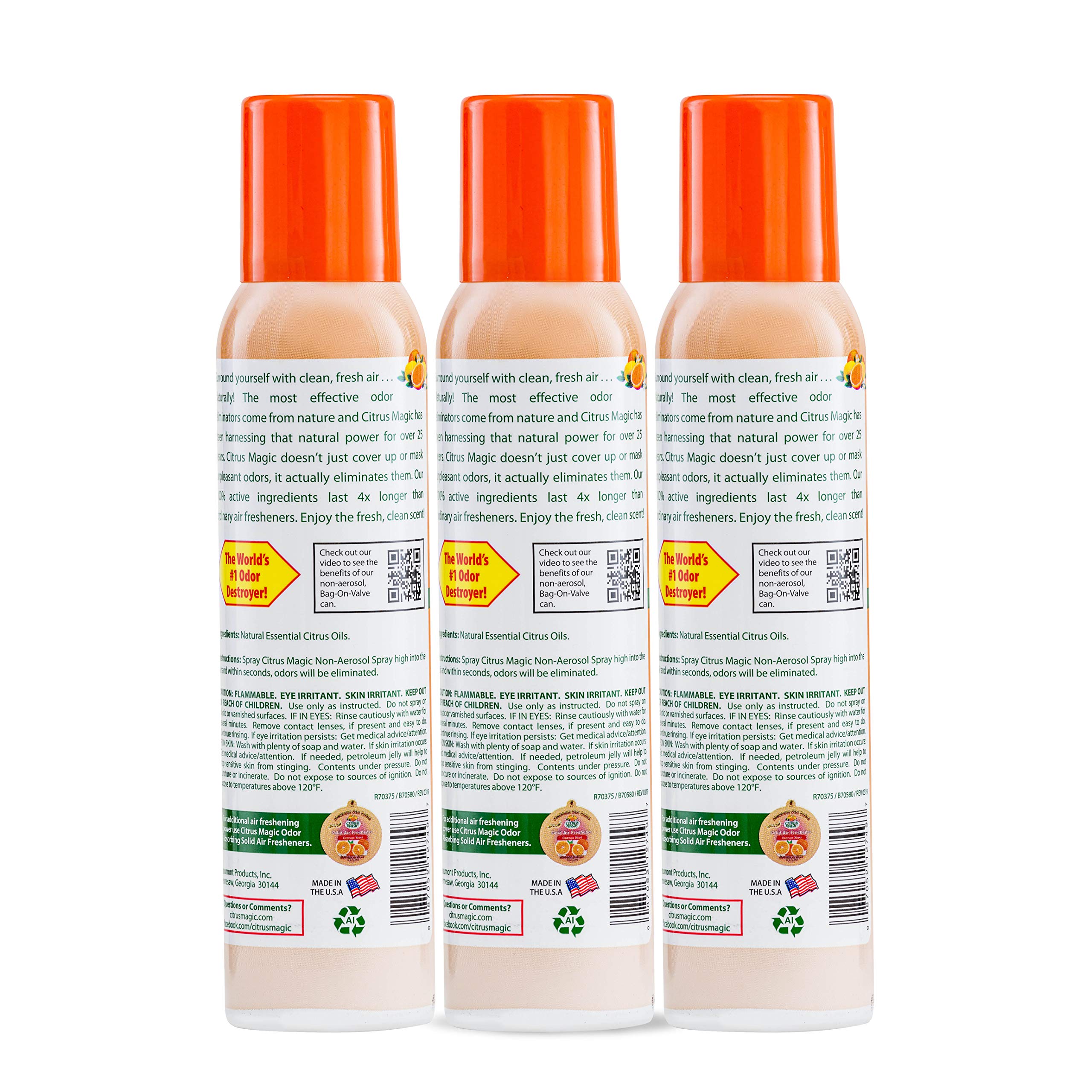 Citrus Magic Natural Odor Eliminator Air Freshener Spray - Orange Blast Scent & Pet Odor Absorbing Solid Air Freshener | Eliminates Household & Pet Odors for Fresh Home, Office & Car Use