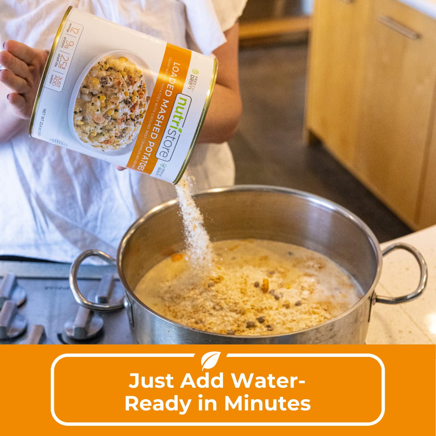 Nutristore Freeze-Dried Loaded Mashed Potatoes - Emergency Survival Food with 25 Year Shelf Life | USDA Inspected Bulk Food Storage | Perfect for Camping, Hiking & Emergency Preparedness | Quick & Easy Meal Solution