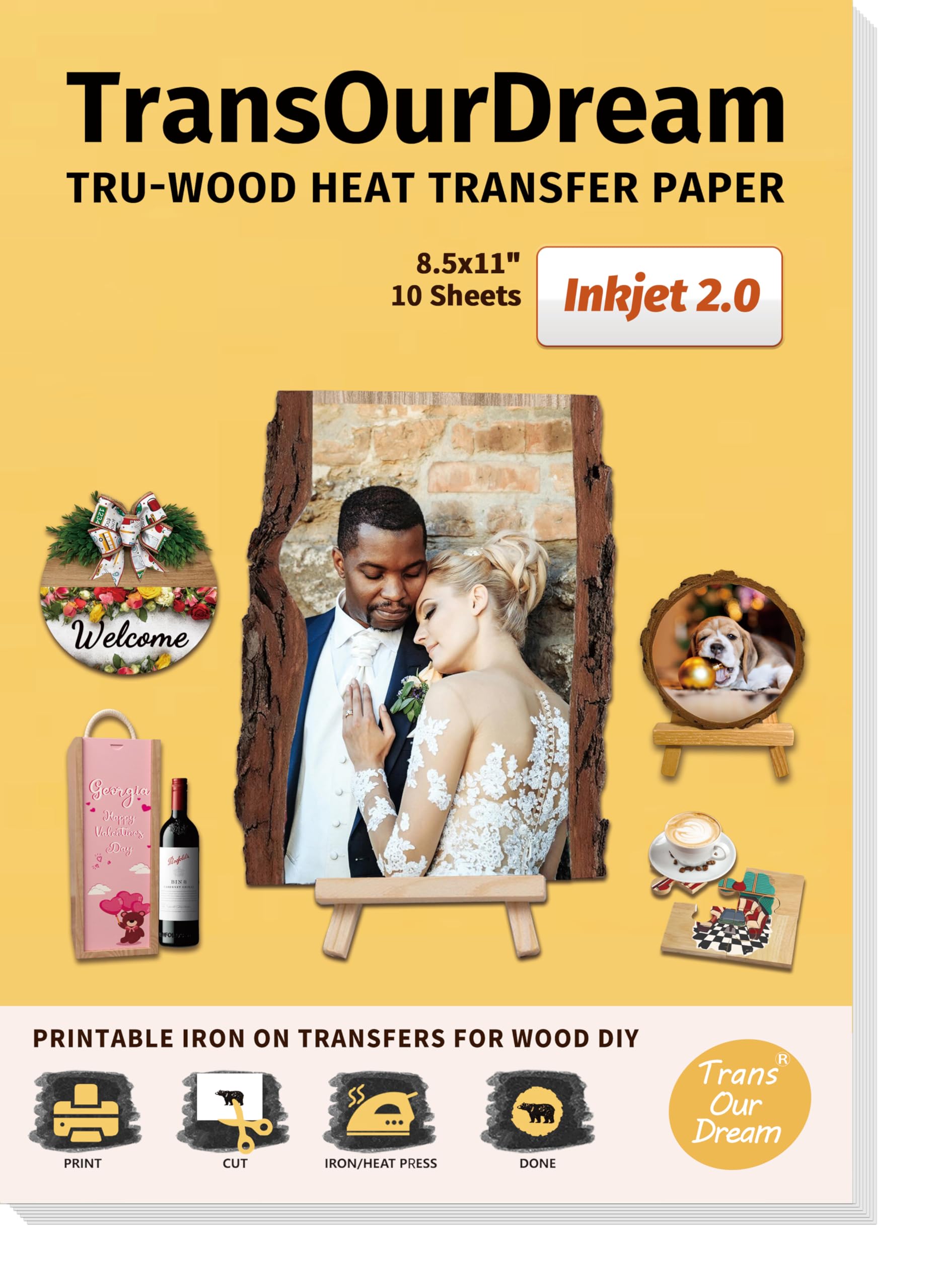 Premium Heat Transfer Paper for Wood - 10 Sheets (8.5x11