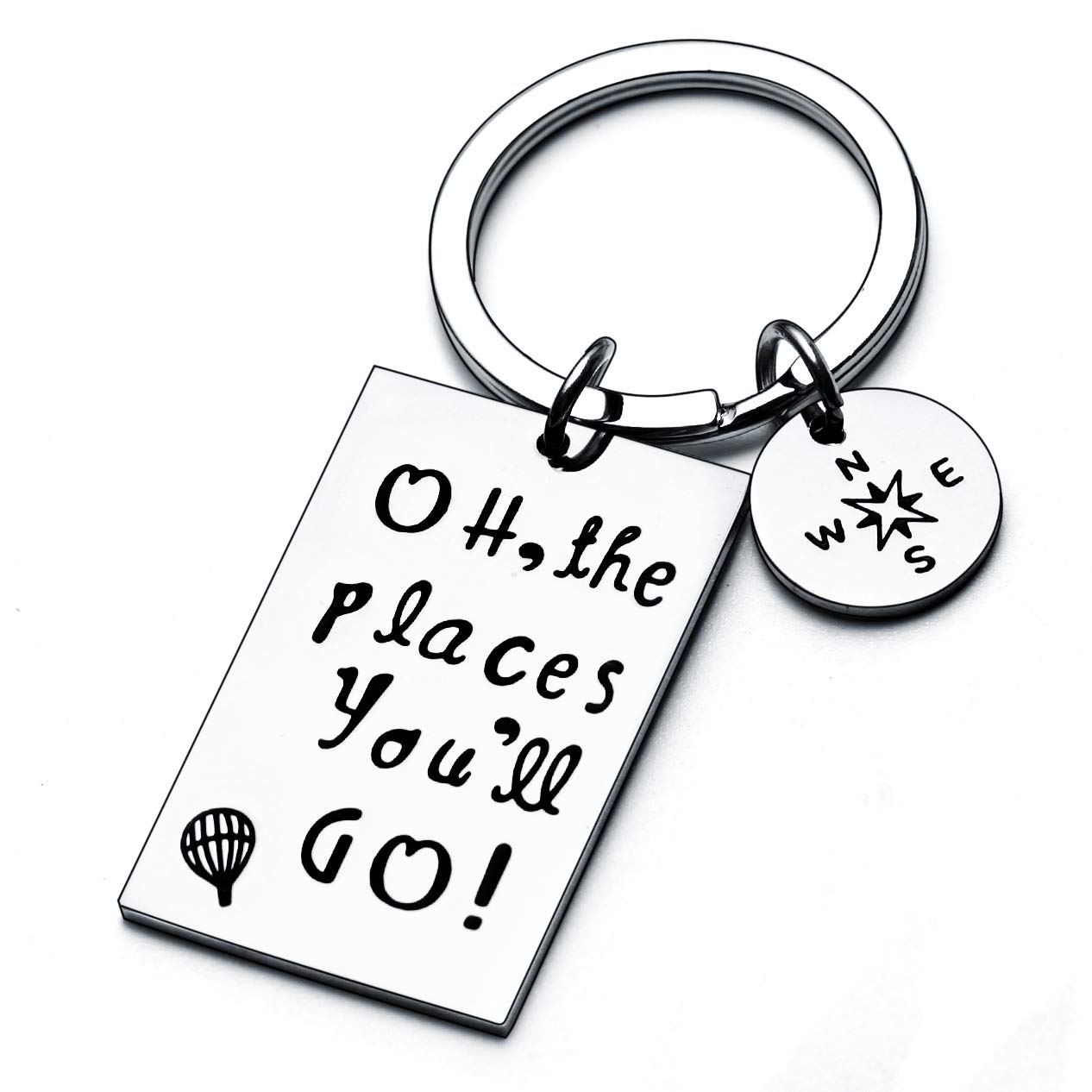 YEEQIN Graduation Keychain - Inspirational 'Oh The Places You'll Go' Gift for Graduates, Students & Teachers - Perfect for Commencement, College Graduation & Moving Away Presents