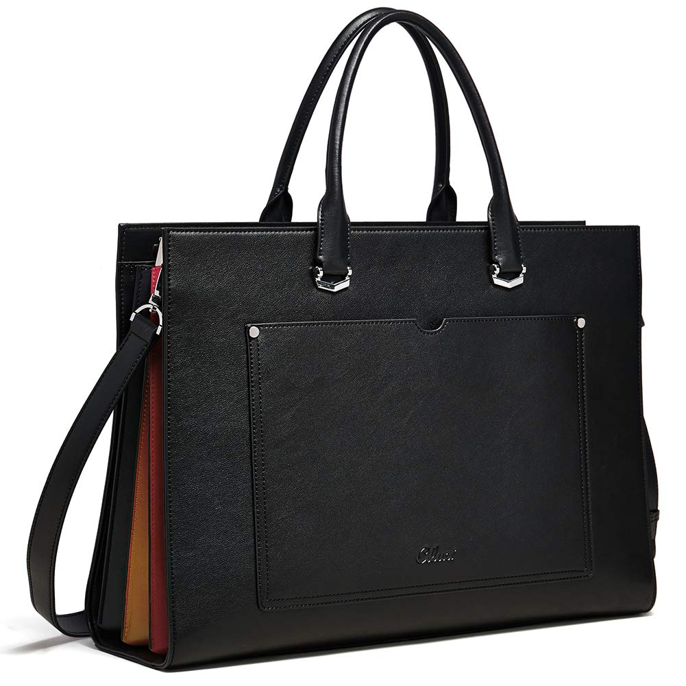 CLUCI Genuine Leather Briefcase for Women - Slim Professional 15.6 Inch Laptop Bag with Shoulder Strap - Perfect for Business, Office Work & Travel Accessories