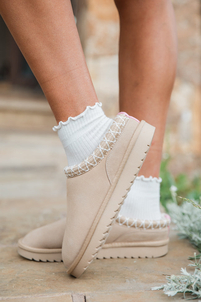 Sydney Light Beige Short Slip On Booties for Women - Comfortable Ankle Boots with Soft Sole | Perfect for Casual Outfits, Work & Date Nights