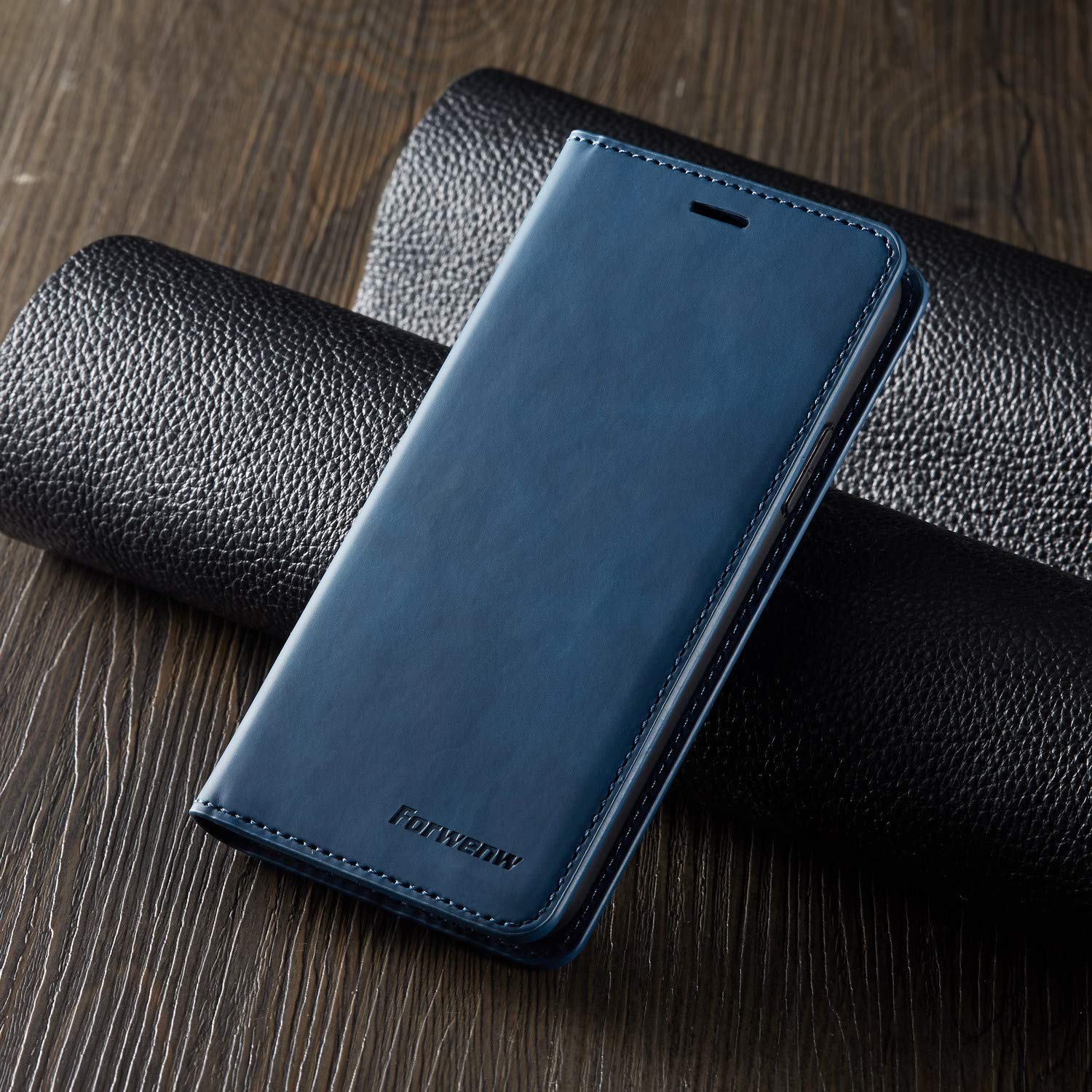 Premium PU Leather Magnetic Flip Wallet Case for iPhone 11 Pro Max (6.5 inch) - Shockproof Card Holder with Kickstand & Hidden Adsorption | Perfect for Work, Travel & Daily Use (Blue, 2019 Model)