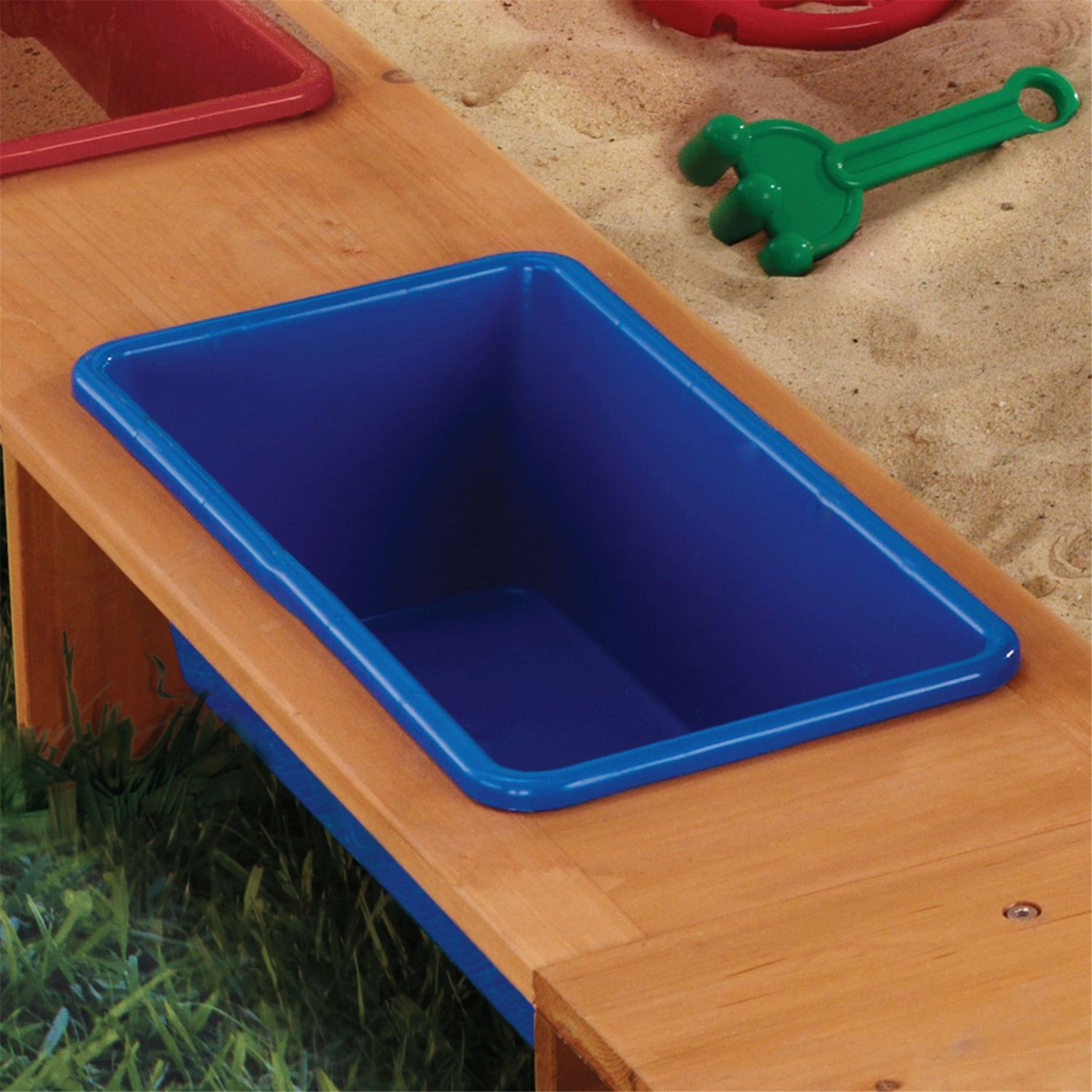 KidKraft Outdoor Sandbox with Canopy - Navy & White Sand Box for Kids, Durable Wooden Sandpit with Sunshade for Backyard, Beach & Playground Fun