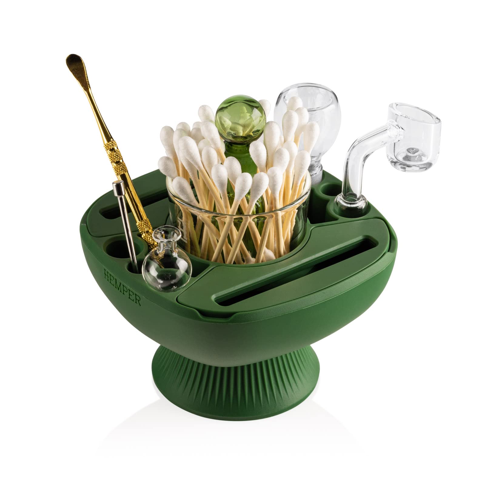 ISO-PLEX ISO Station Cleaning & Concentrate Tool Kit | Cotton Swabs & Cleaning Solution Holder with Anti-Evaporation Stopper | Stay Clean & Organized | Lidded Waste Containers | Green | Perfect for Medical Labs, Tattoo Studios & Electronics Repair Shops