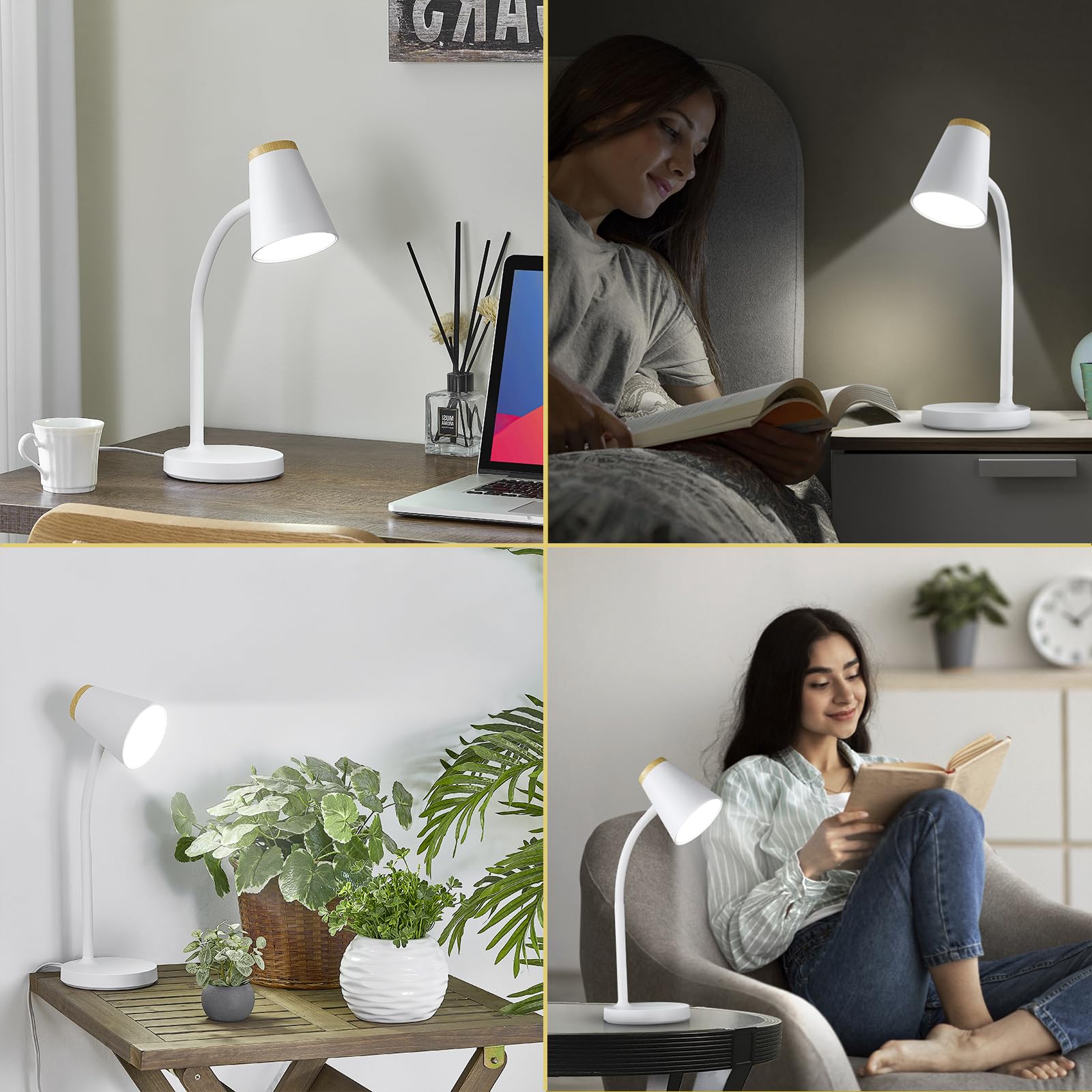 Adjustable LED Desk Lamp with Dimmable Touch Control - Flexible Gooseneck Reading Light for College Dorm, Home Office & Bedroom Nightstand - Perfect Study Lamp for Students & Work from Home Professionals