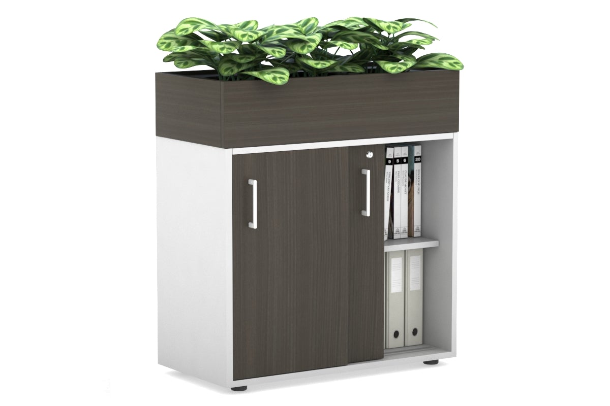 Modern Uniform Credenza with Planter Box - 800W x 975H x 428D - Stylish Storage Cabinet for Home Office, Living Room & Entryway Decor