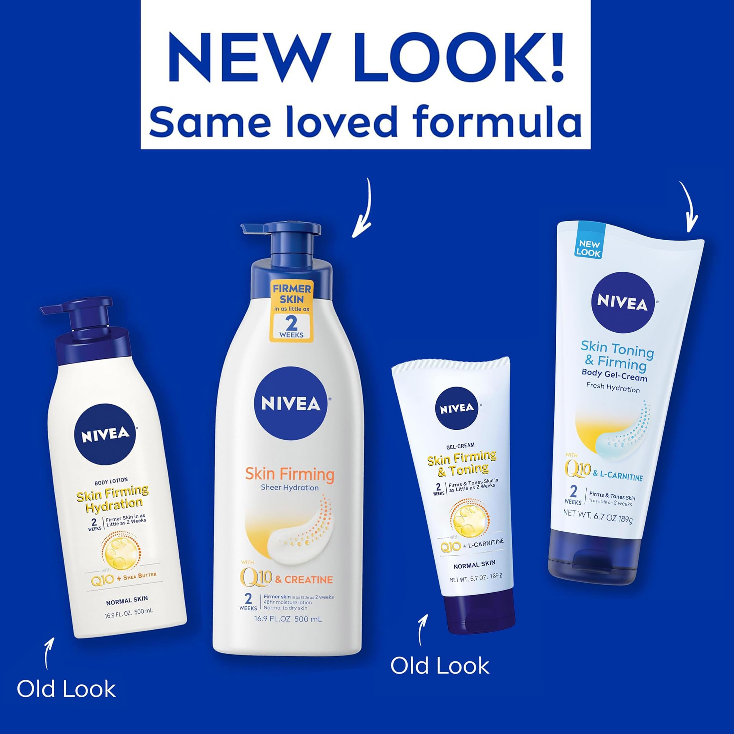 NIVEA Skin Firming Body Lotion & Gel Cream Set - Hydrating & Tightening 16.9oz Lotion + 6.7oz Gel - Perfect for Daily Moisturizing & Anti-Aging Body Care Routine