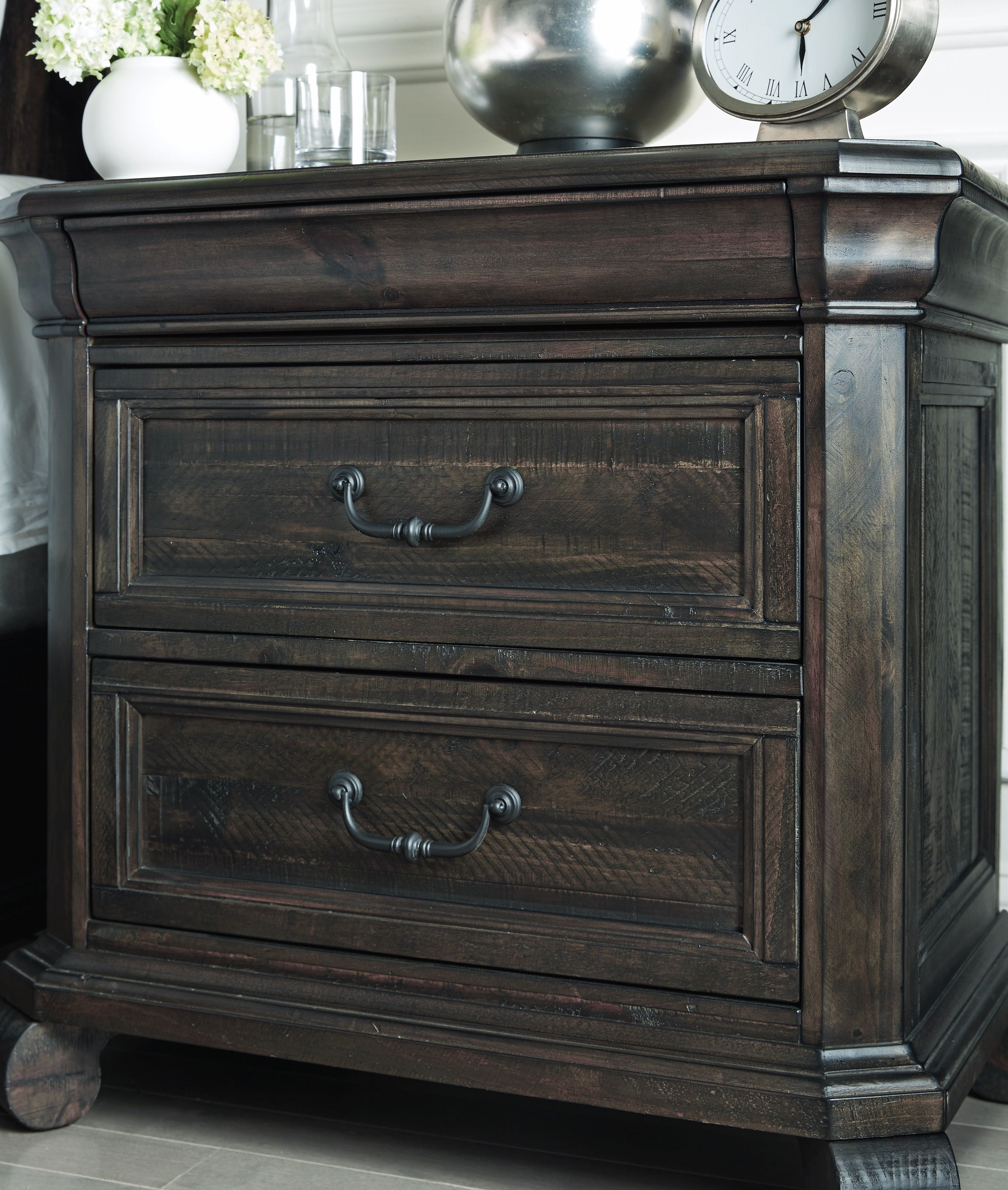Bellamy Drawer Nightstand in Peppercorn Finish - Modern Bedside Table with Storage for Bedroom, Living Room or Office