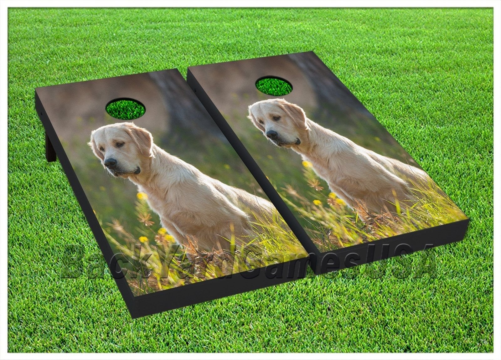 Golden Retriever Cornhole Boards Set with Bean Bags - Outdoor Lawn Game for Backyard, Tailgating, and Parties - Perfect for Dog Lovers and Family Fun