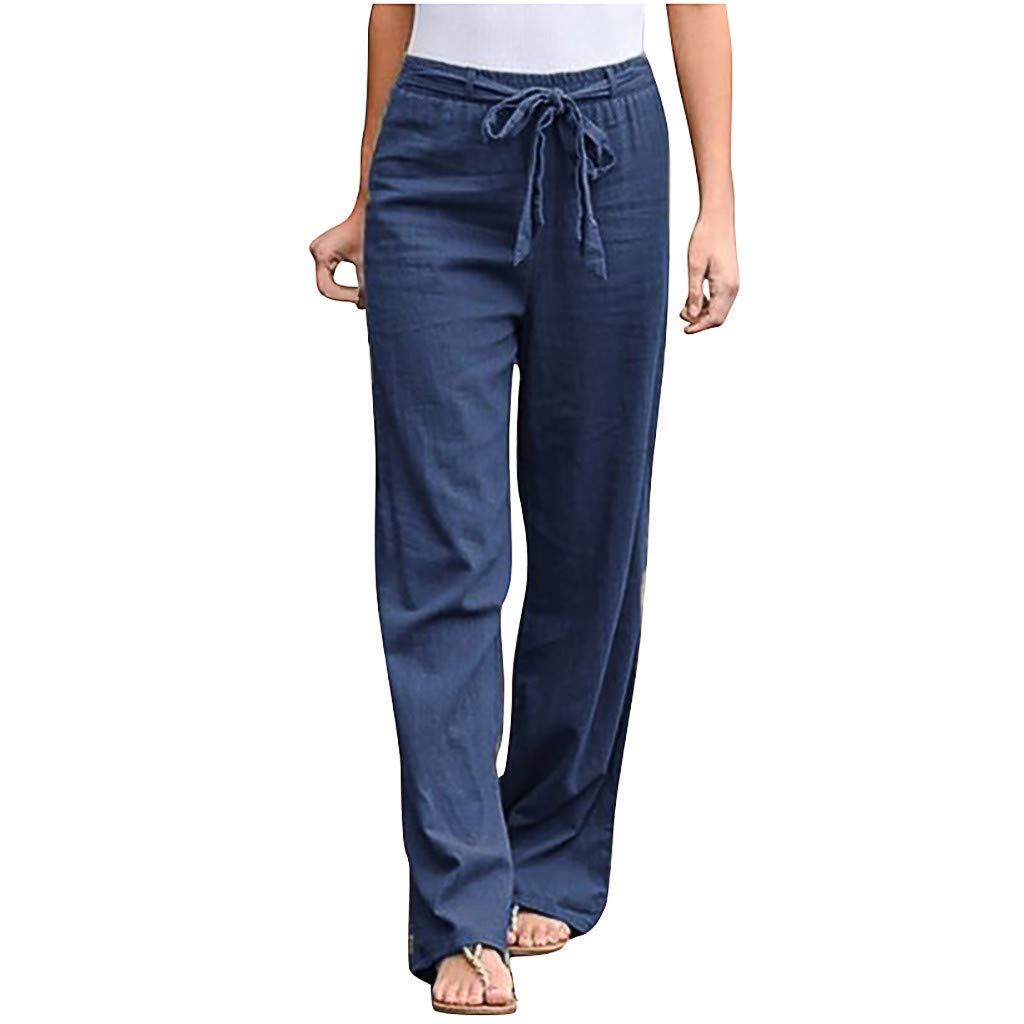 Women's Summer Linen Culottes - Elastic Waist Double Layer Work Pants | Comfortable & Breathable Linen Material | Perfect for Office, Casual Wear & Summer Outfits
