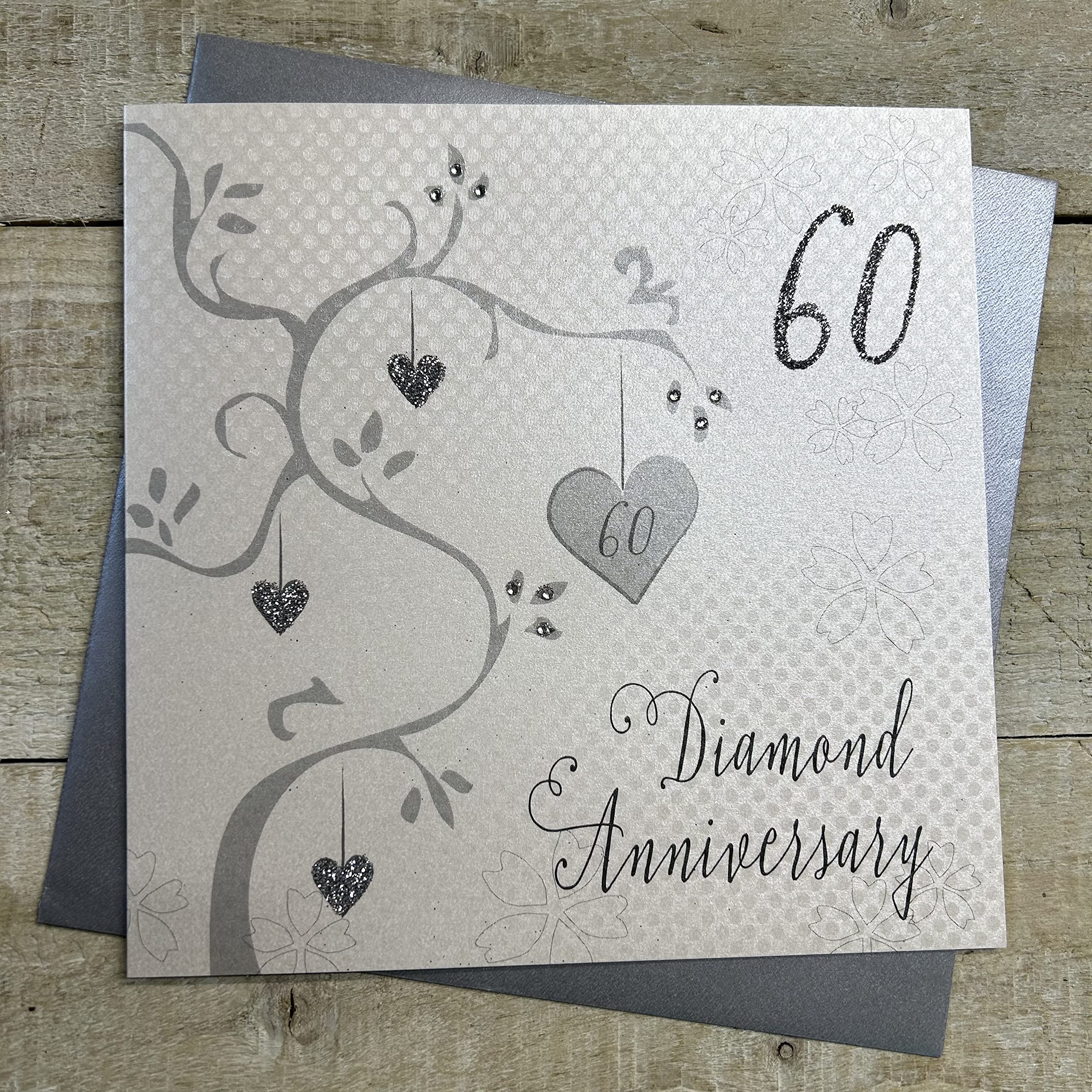 Handmade Diamond Wedding 60th Anniversary Card with Tree Design - AB60 Code - Perfect for Milestone Celebrations & Gift Giving