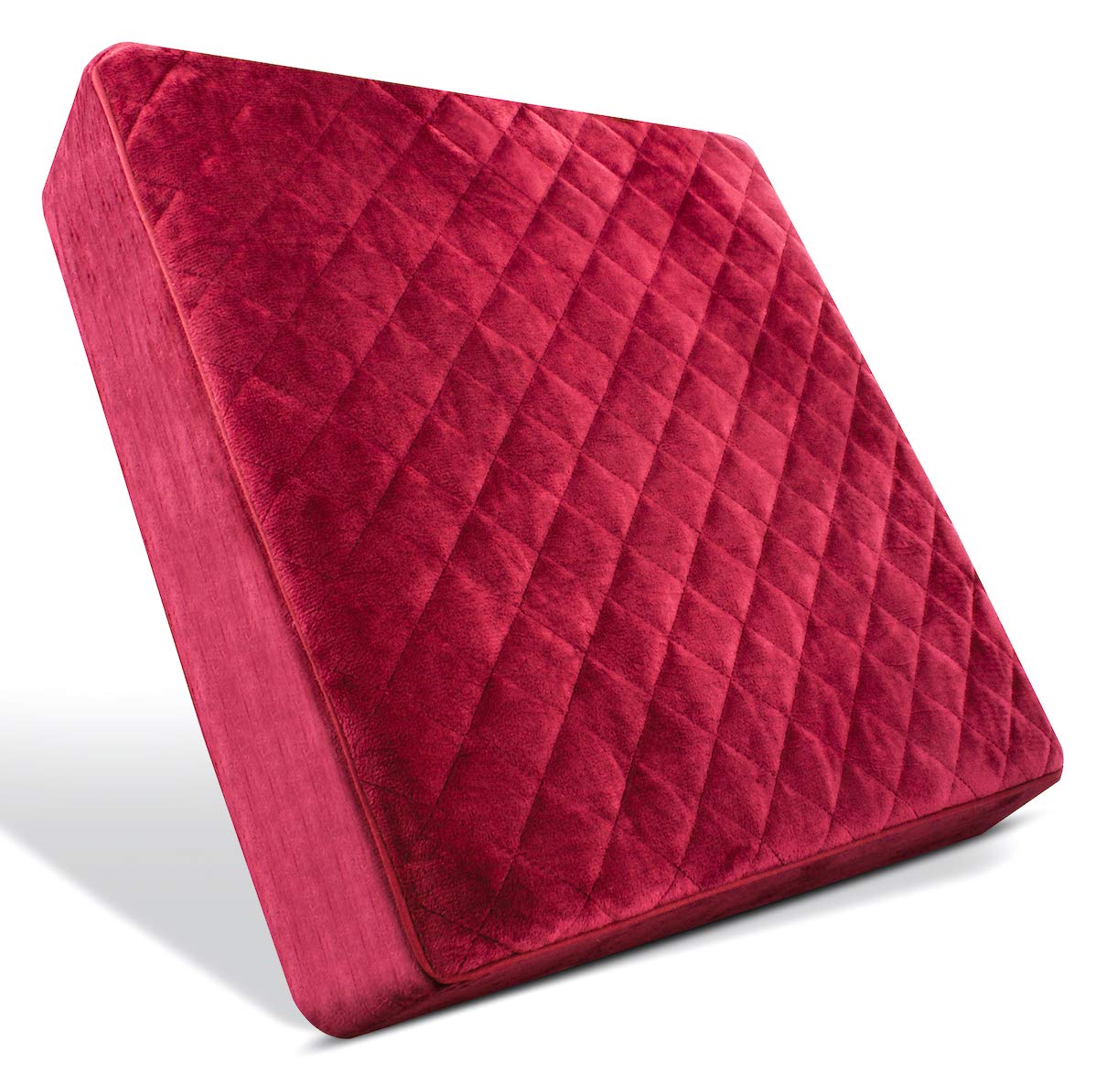 COMFORTANZA 18x18x3 Inch Memory Foam Seat Cushion - Non-Slip Square Chair Pad for Office, Dining, Kitchen & Car Seats - Back Pain Relief & Comfort Support - Soft Burgundy - Perfect for Work, Home & Travel Use