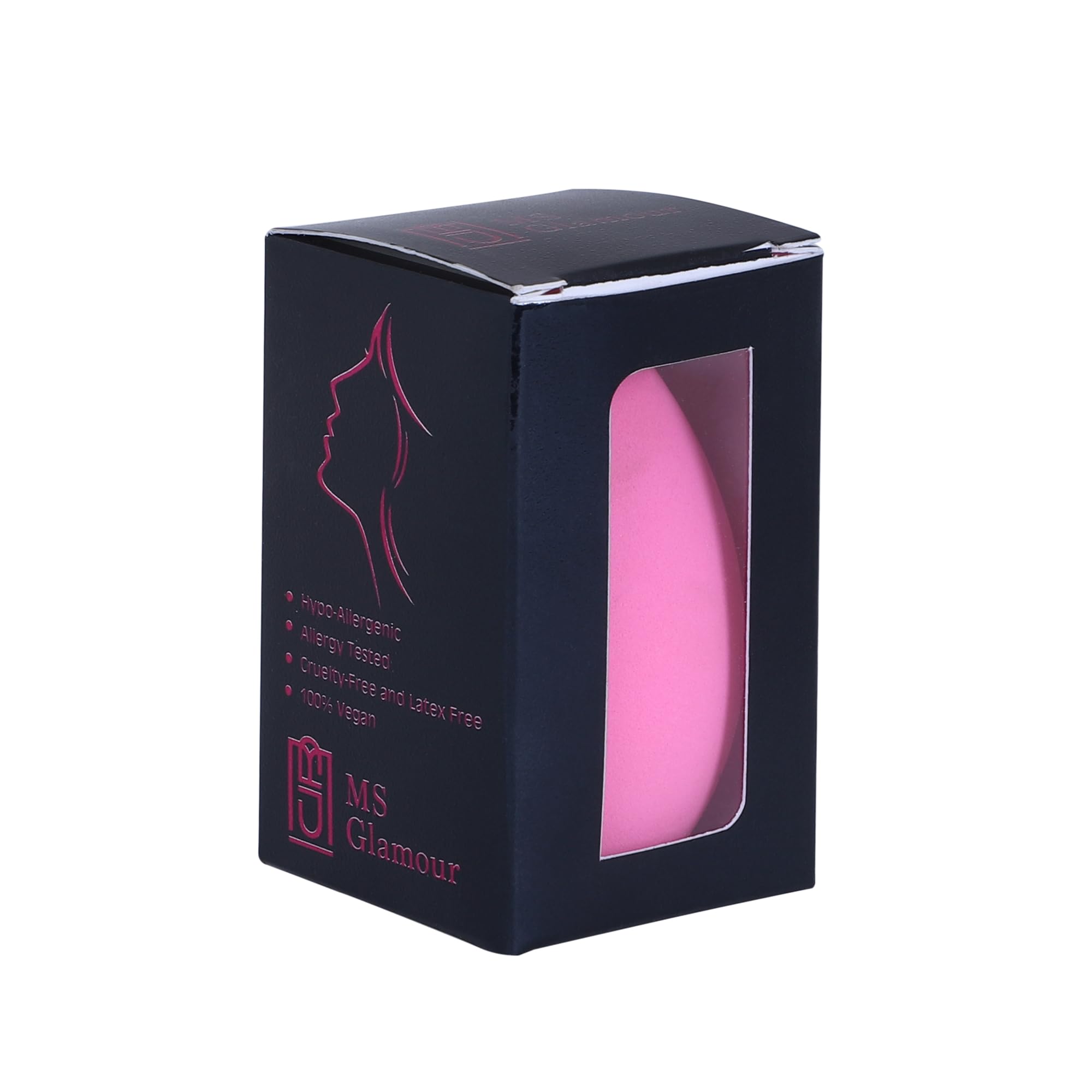 MS Glamour Hypoallergenic Beauty Blender Sponge - Professional Makeup Blending Sponge for Flawless Foundation & Concealer Application (Pink) - Perfect for Daily Makeup, Travel & Professional Salon Use