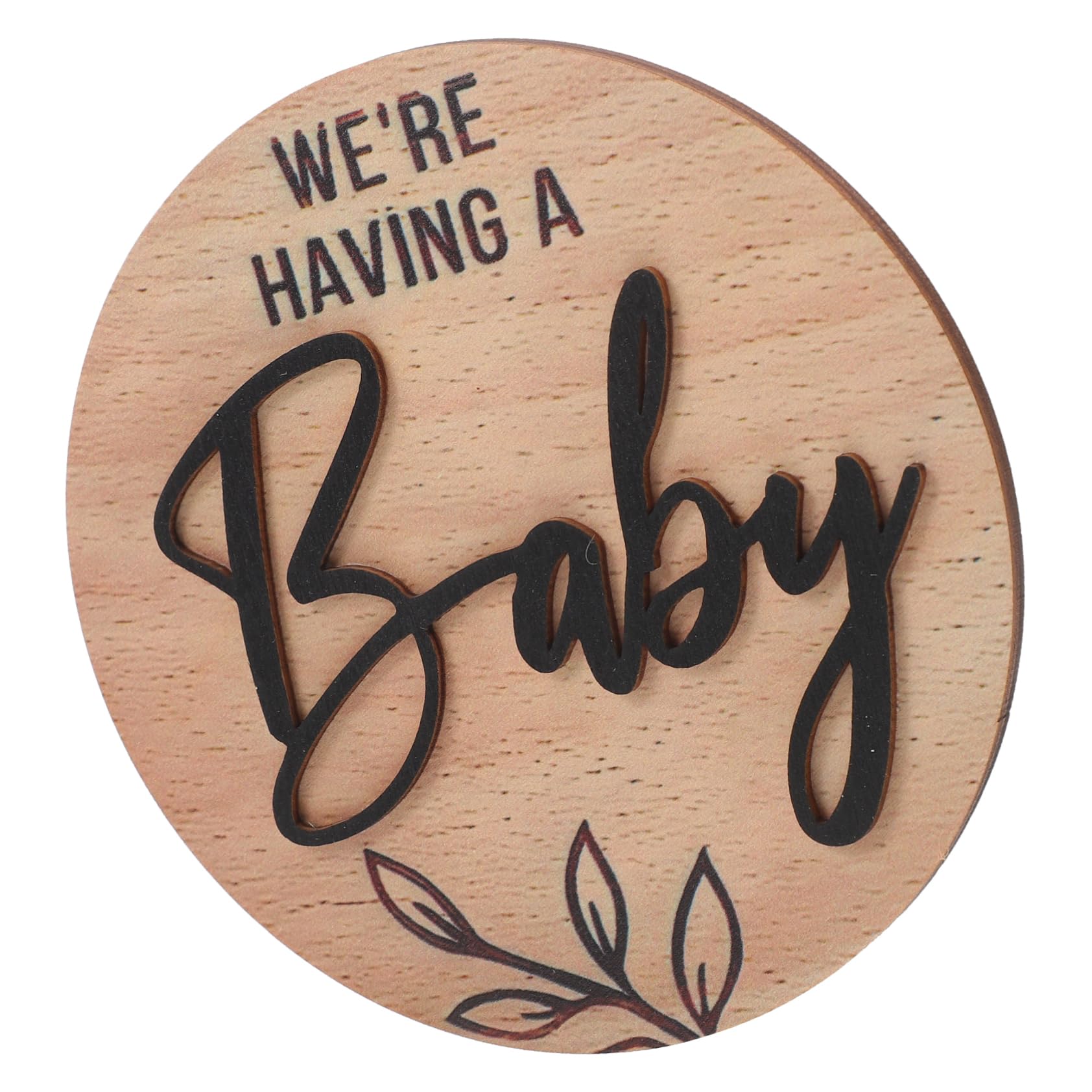 Wooden Baby Birth Announcement Sign - Circle Pregnancy & Newborn Keepsake Decor for Nursery, Baby Shower, and Gender Reveal Parties