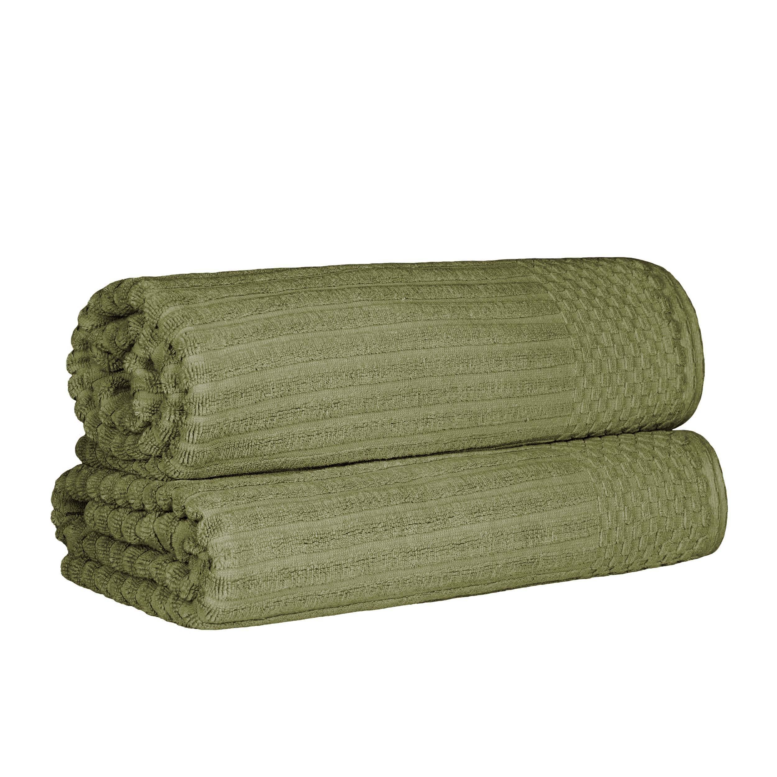 Premium Cotton Ribbed Textured Bath Towel Set - Ultra Absorbent 2-Piece Bath Sheet Set for Spa, Beach & Luxury Bathroom Use