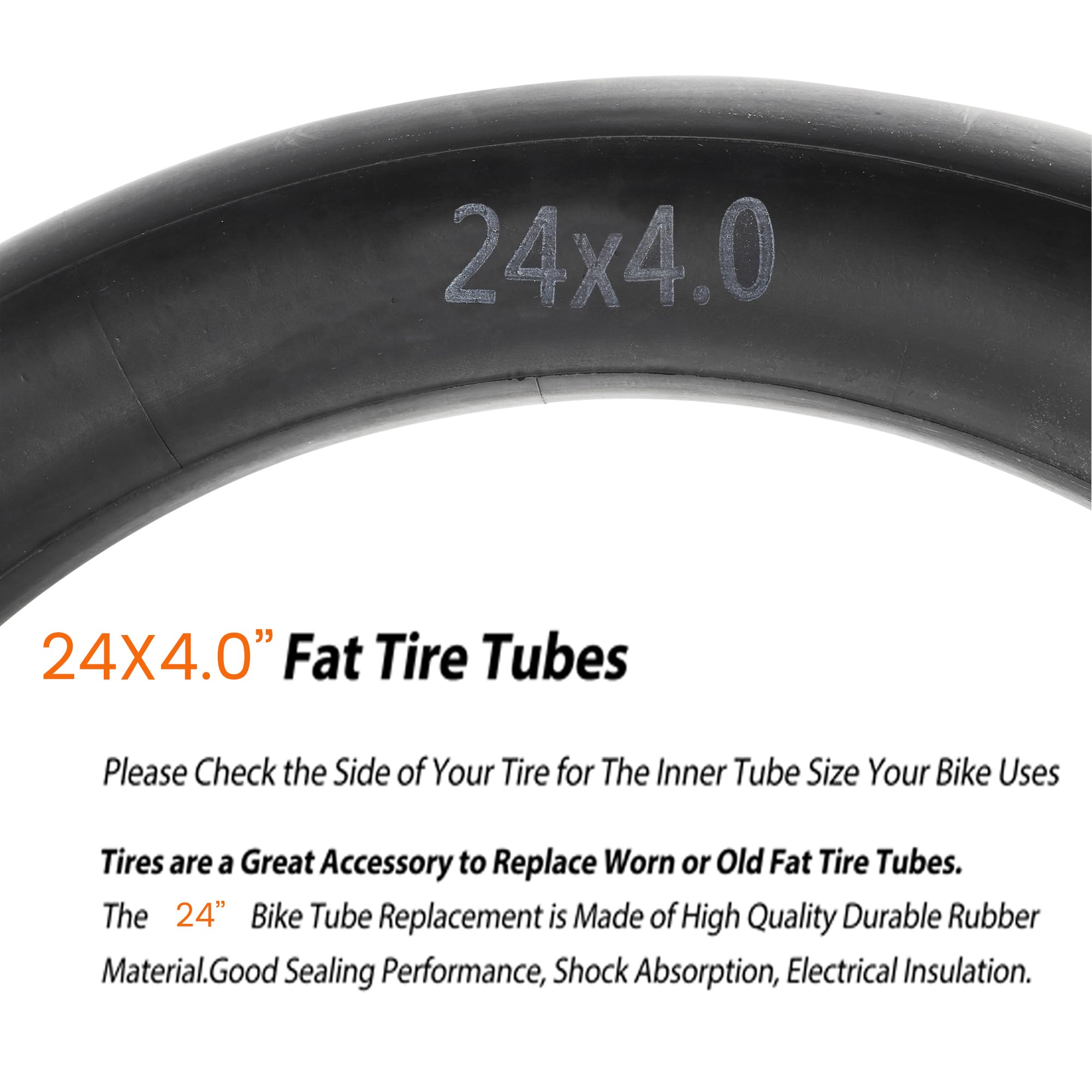 2-Pack 24x4.0 Fat Bike Inner Tubes with 32mm Schrader Valve - Compatible with E-Bike, Mountain Bike (24x3.50, 24x3.60, 24x3.80, 24x4.0) - Perfect for Off-Road Adventures, Winter Cycling & Electric Bike Commuting