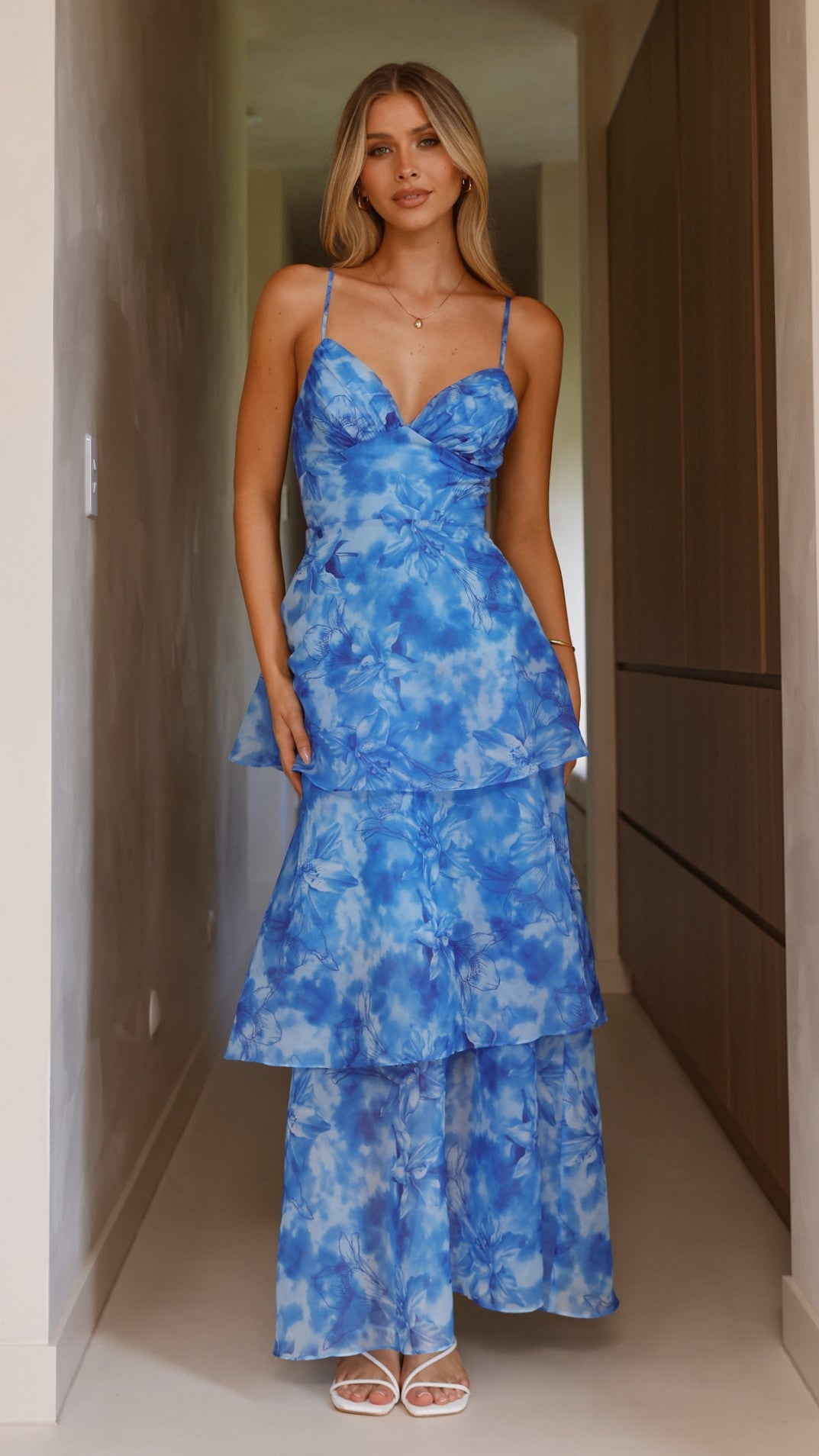 Kelli Maxi Dress - Blue Floral Print Women's Long Dress for Summer, Beach, and Casual Wear | Elegant Boho Style Flowy Dress for Outdoor Parties and Vacations
