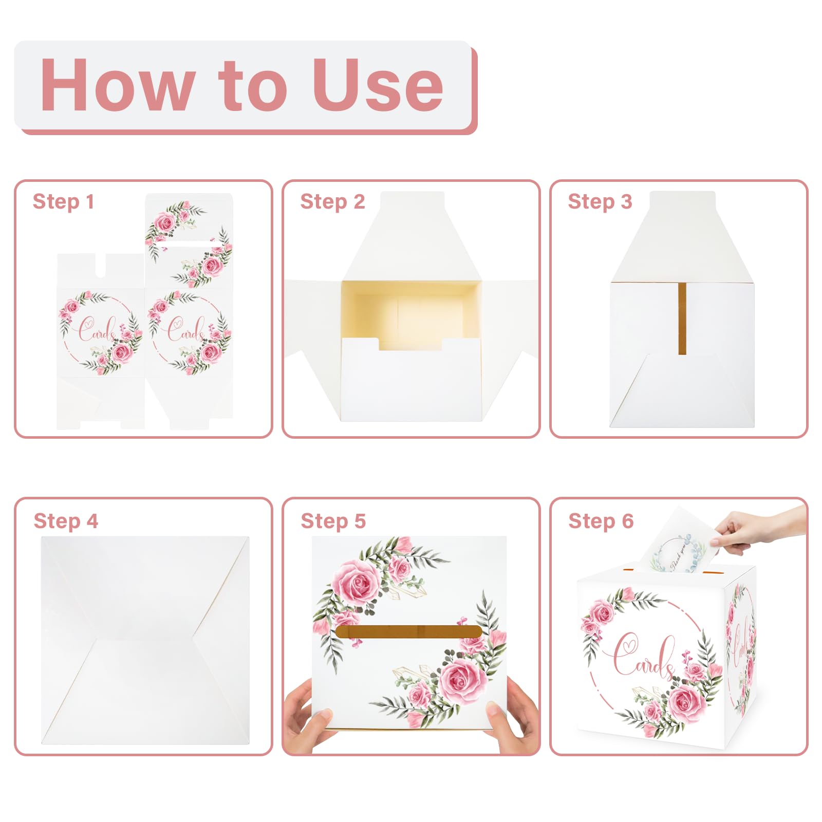 1 Pack Rose Floral Card Holder Box - 8.7