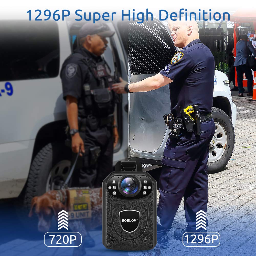 BOBLOV KJ21 1296P HD Body Camera with 128GB Expandable Memory, 8-10 Hours Recording - Police, Security, Law Enforcement Wearable Camera for Chest Vest Mount (Ideal for Patrols, Evidence Collection & Workplace Safety)