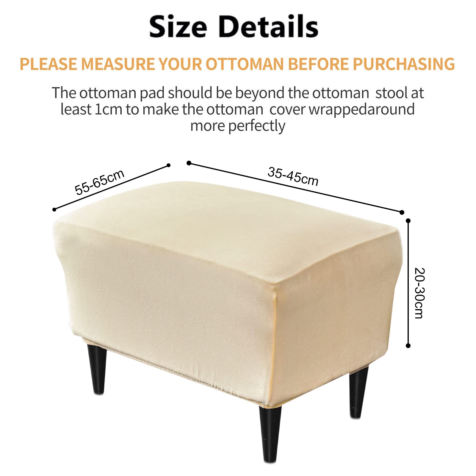 Premium Velvet Ottoman Chair Cover X-Large - Stretchable Rectangle Storage Stool Slipcover with Elastic Bottom for Footrest, Sofa & Furniture Protection (15