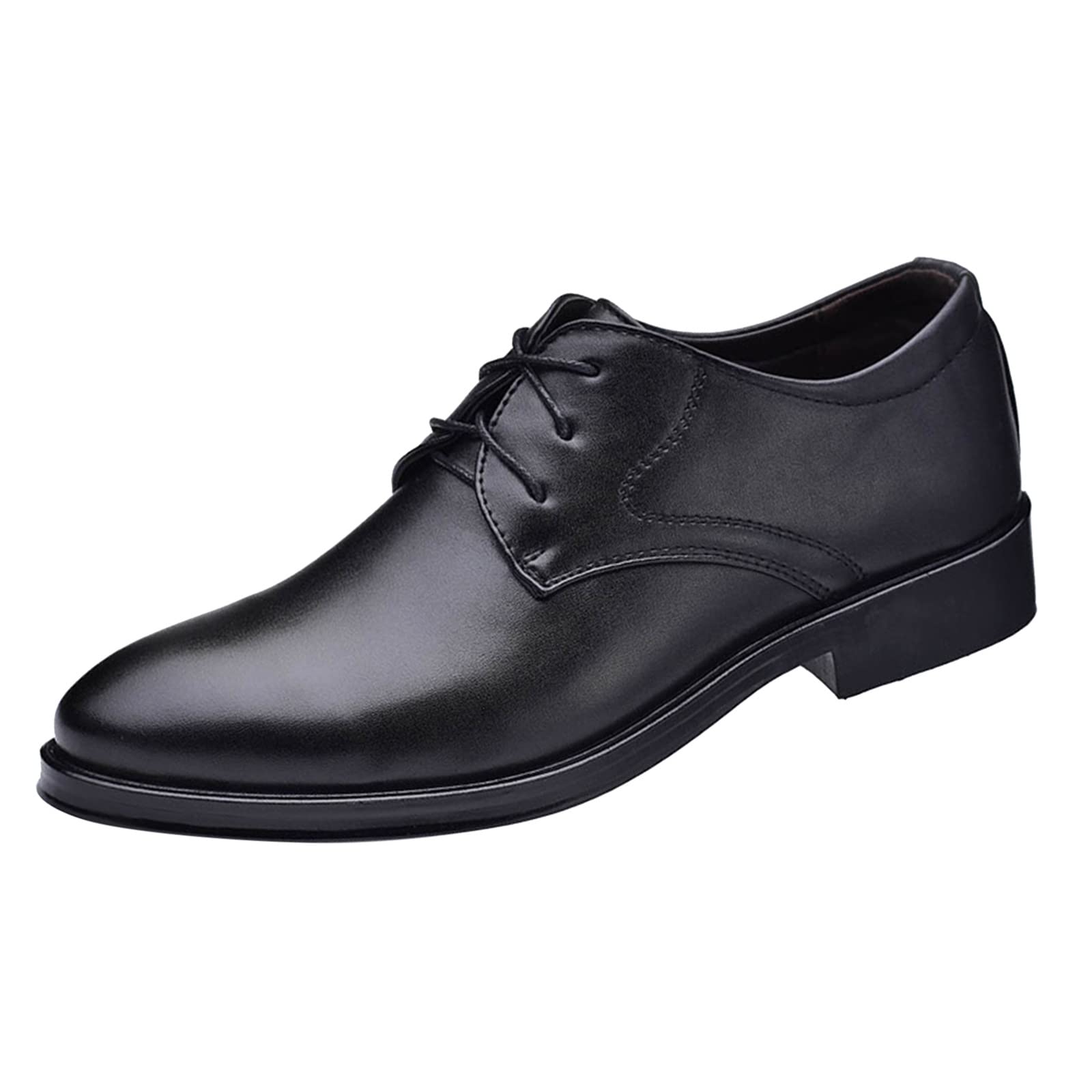 Premium Men's Leather Shoes - Blue & Brown Breathable Comfortable Business Casual Lace-Up Shoes for Work & Leisure | Office Wear, Daily Outfits, Formal Events