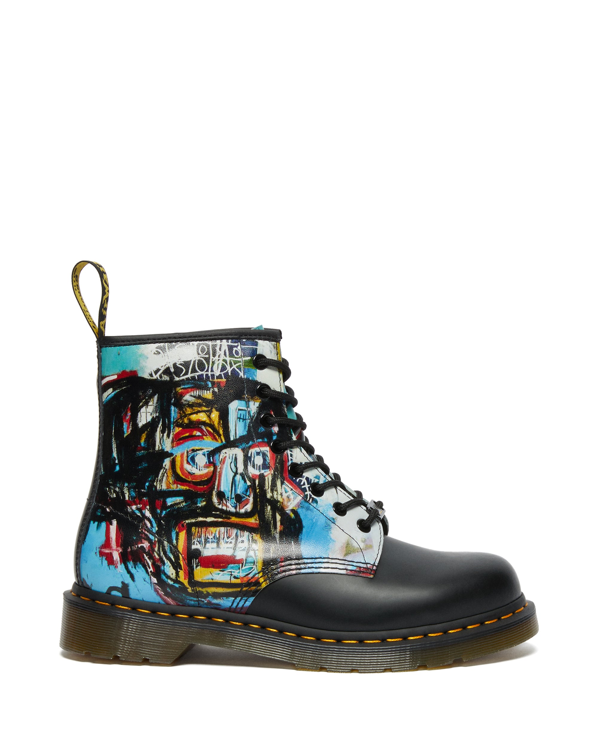 Dr. Martens 1460 Basquiat II Black Multi Backhand Smooth Leather Lace-Up Boots - Unisex Punk Rock Fashion Boots for Streetwear & Music Festivals