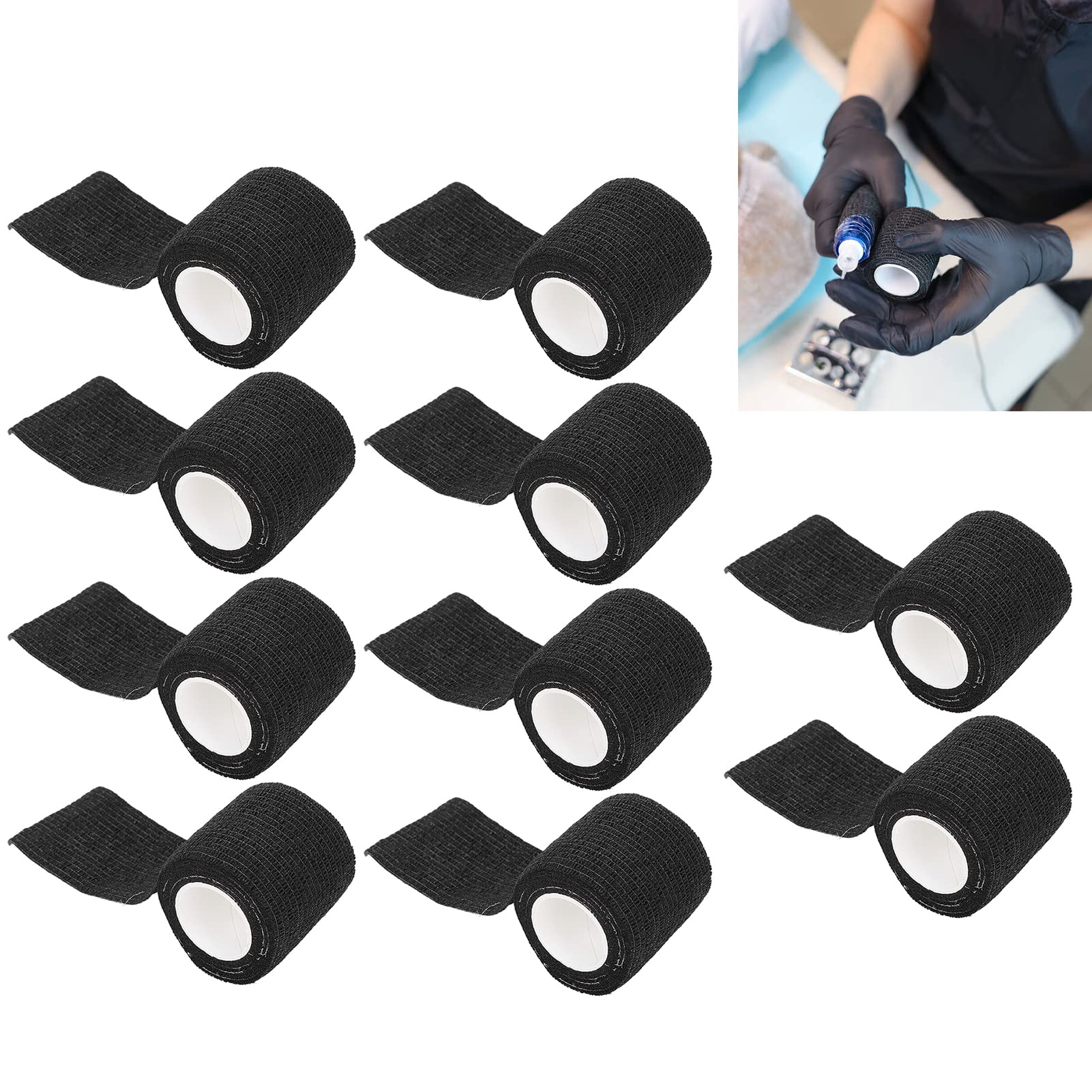 Elastic Adjustable Anti-Slip Tattoo Handle Bandage Wrap - Black - Multi-Functional Sports & Fitness Support - Ideal for Tattoo Aftercare, Workout Protection & Injury Recovery