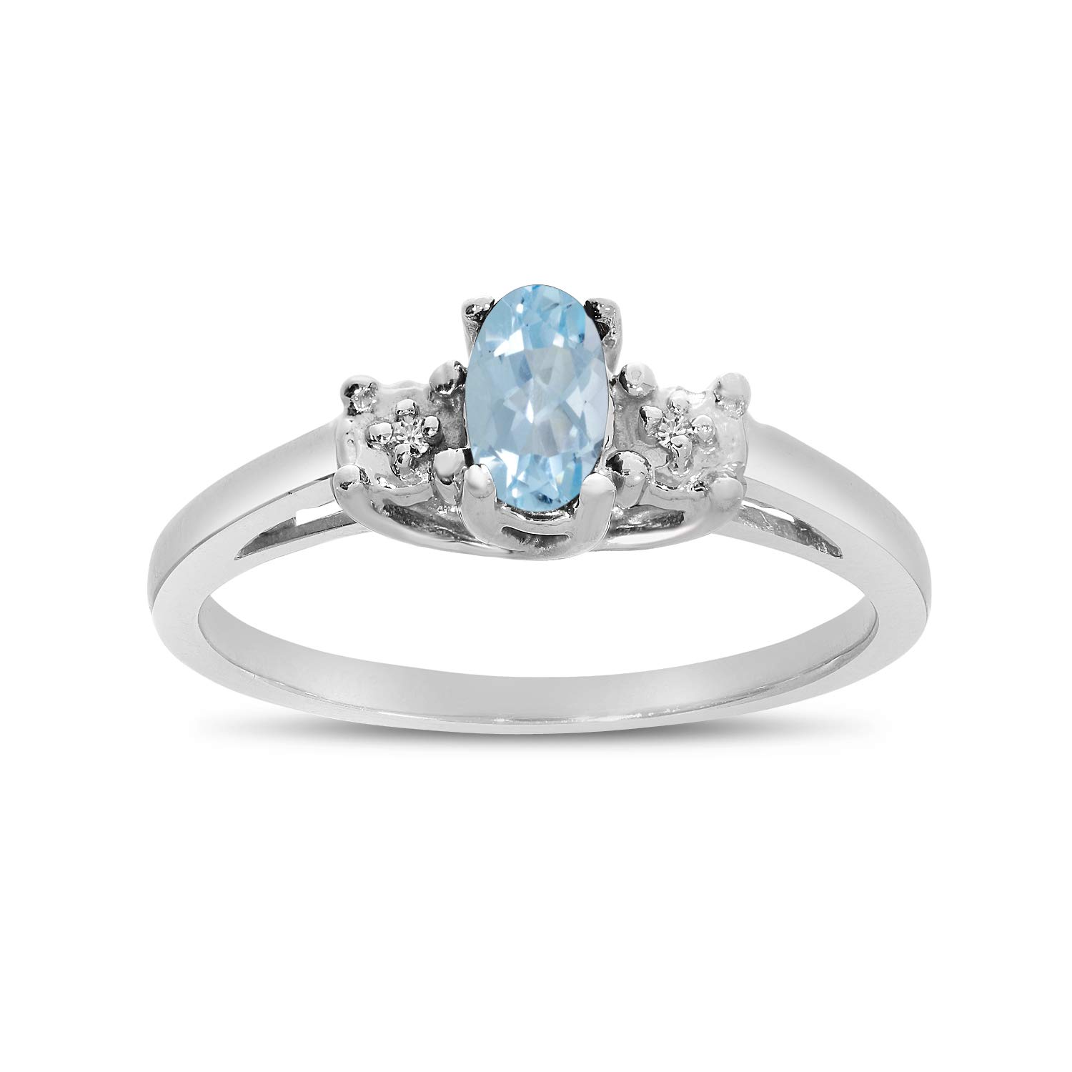 10K White Gold Oval Aquamarine and Diamond Engagement Ring for Women - Perfect for Weddings, Anniversaries & Special Occasions