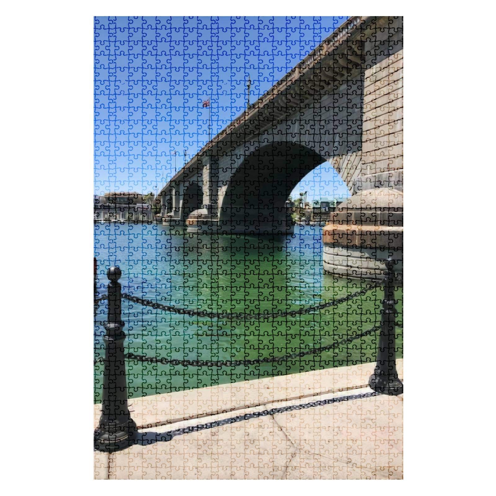 1000-Piece Wooden Jigsaw Puzzle of London Bridge at Lake Havasu Arizona - Challenging Adult Puzzle with Royalty-Free Image - DIY Educational Toy & Home Decor Gift for Puzzle Lovers - Perfect for Family Game Nights, Stress Relief & Home Office Decor