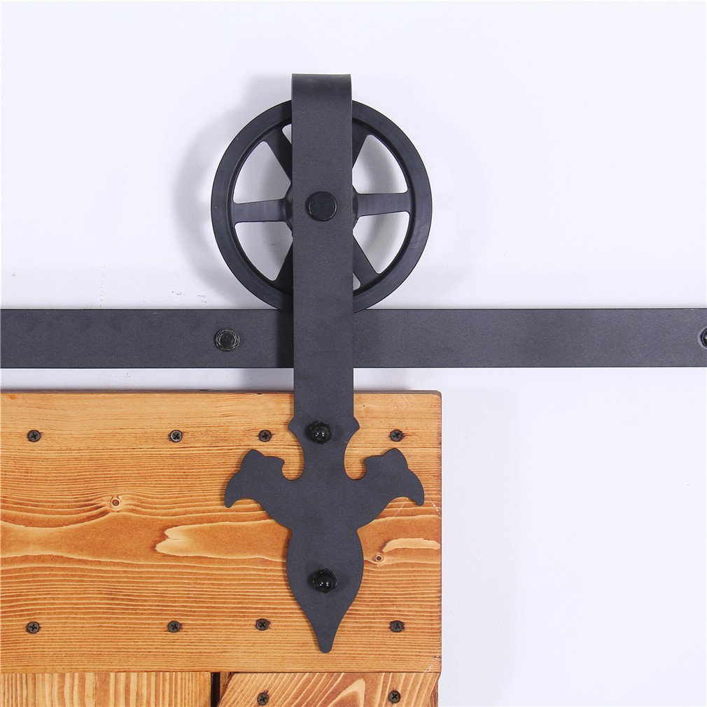 CCJH 7FT Heavy Duty Sliding Barn Door Hardware Kit - Smooth Quiet Operation, Easy Installation for 21