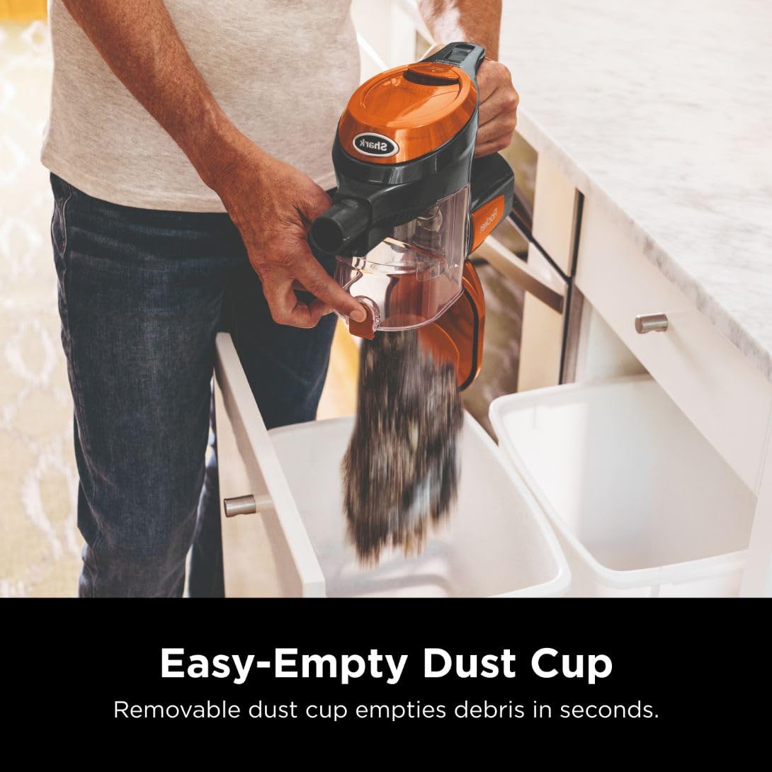 Shark Rocket HV301 Ultra-Light Corded Bagless Vacuum Cleaner for Carpet & Hard Floor - Powerful Suction, Swivel Steering, Gray/Orange - Perfect for Home, Apartment, Pet Hair & Car Cleaning