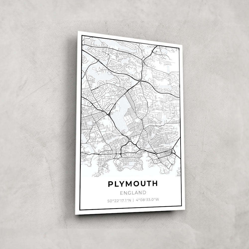 Plymouth Map Glass Wall Art - Vintage Style Decorative Home Decor for Living Room, Bedroom & Office