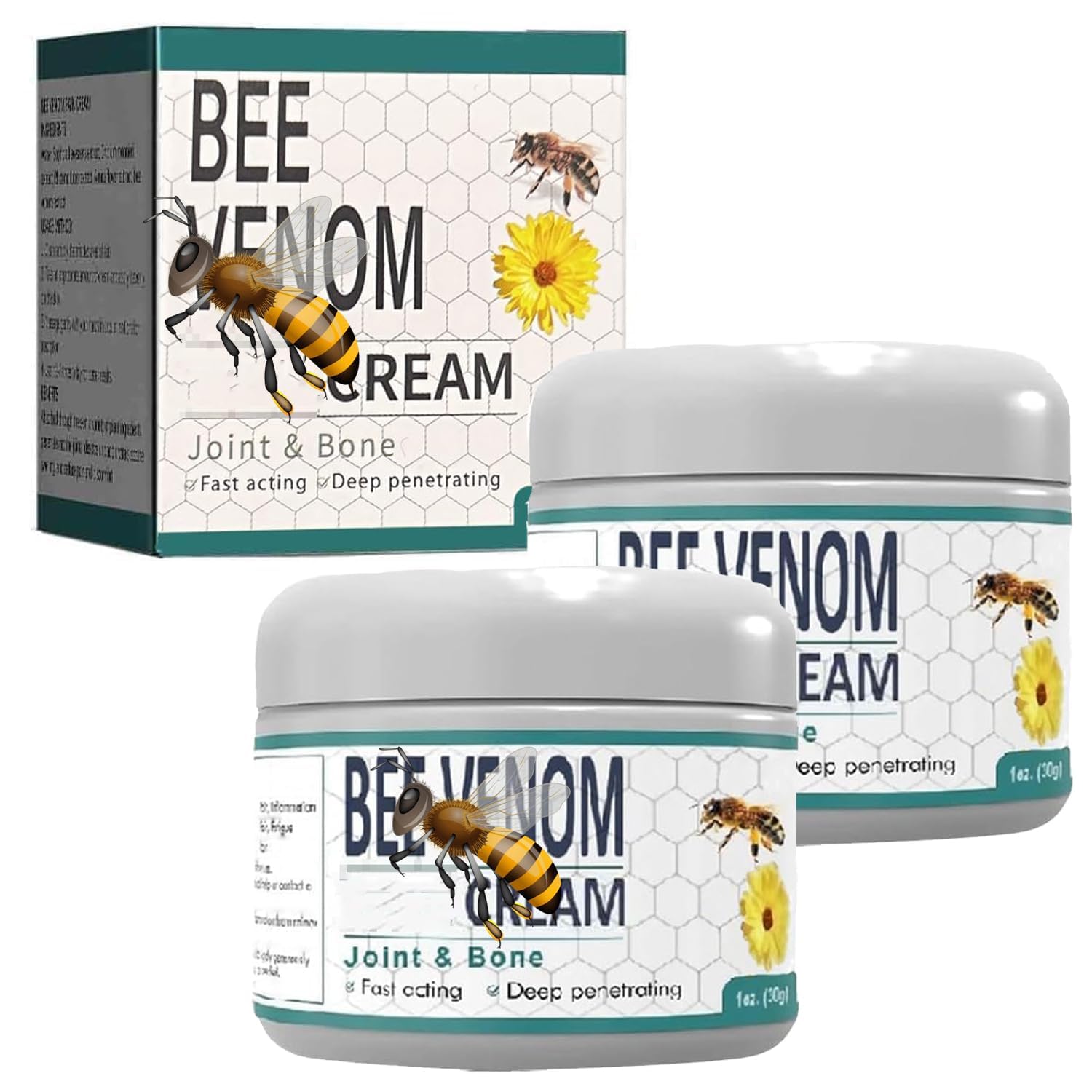 2Pcs Bee Venom Joint Relief Cream – Natural Pain Relief for Back, Neck, Hands & Foot Joints | New Zealand Bee Venom Formula | Perfect for Arthritis, Muscle Soreness & Daily Comfort