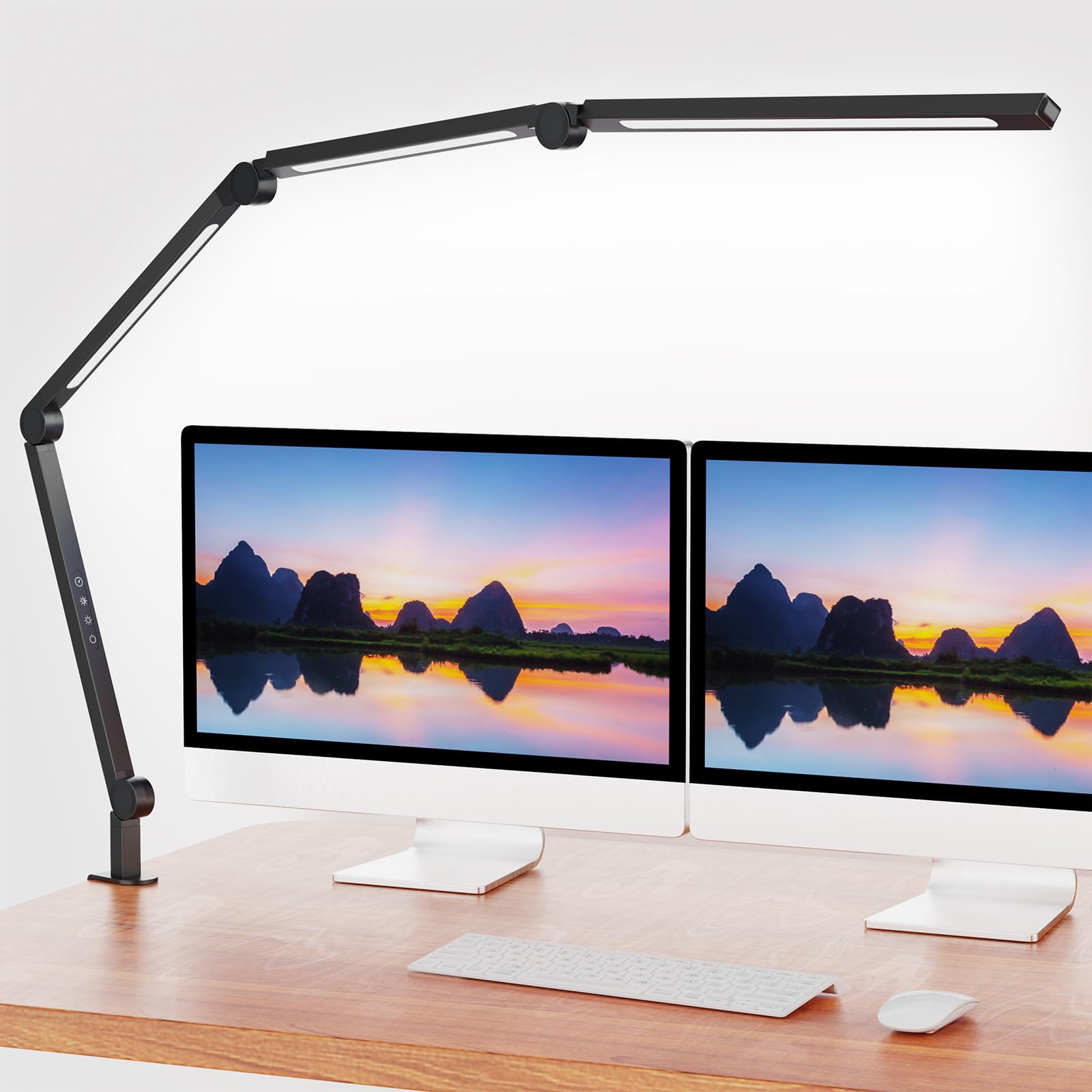 Adjustable LED Desk Lamp with Clamp - Dimmable Swing Arm Task Light for Home Office, Study & Reading | Eye-Caring Modern Table Lamp for Nail Tech, Architect & Students | Flexible Tall Desk Light for Work, Crafting & Night Use