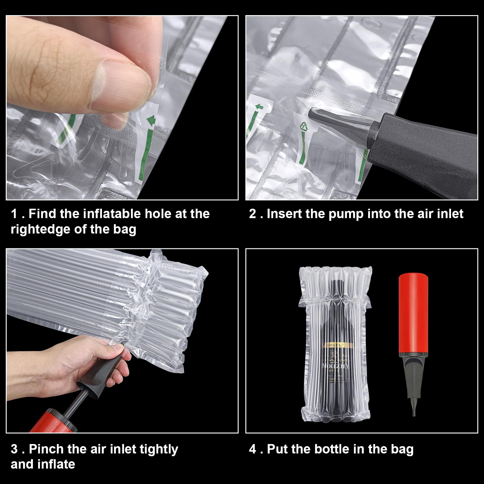 20 Pack Reusable Wine Bottle Protector Bags with Air Pump - Leak Proof Travel Case for Airplane, Perfect Wine Packaging Solution for Safe Air Travel | Great for Vacation, Gifts & Wine Transport