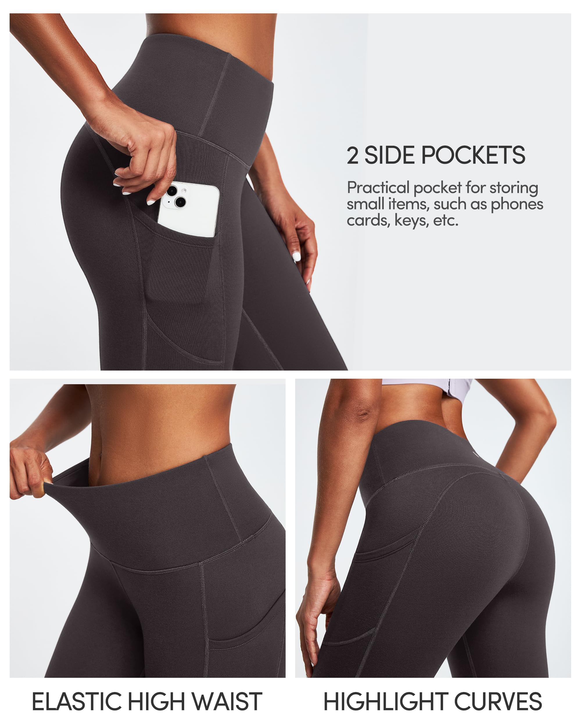 IUGA Women's Fleece Lined Thermal Leggings with Pockets - High Waisted Yoga Pants for Winter Workout, Running & Cold Weather Activities