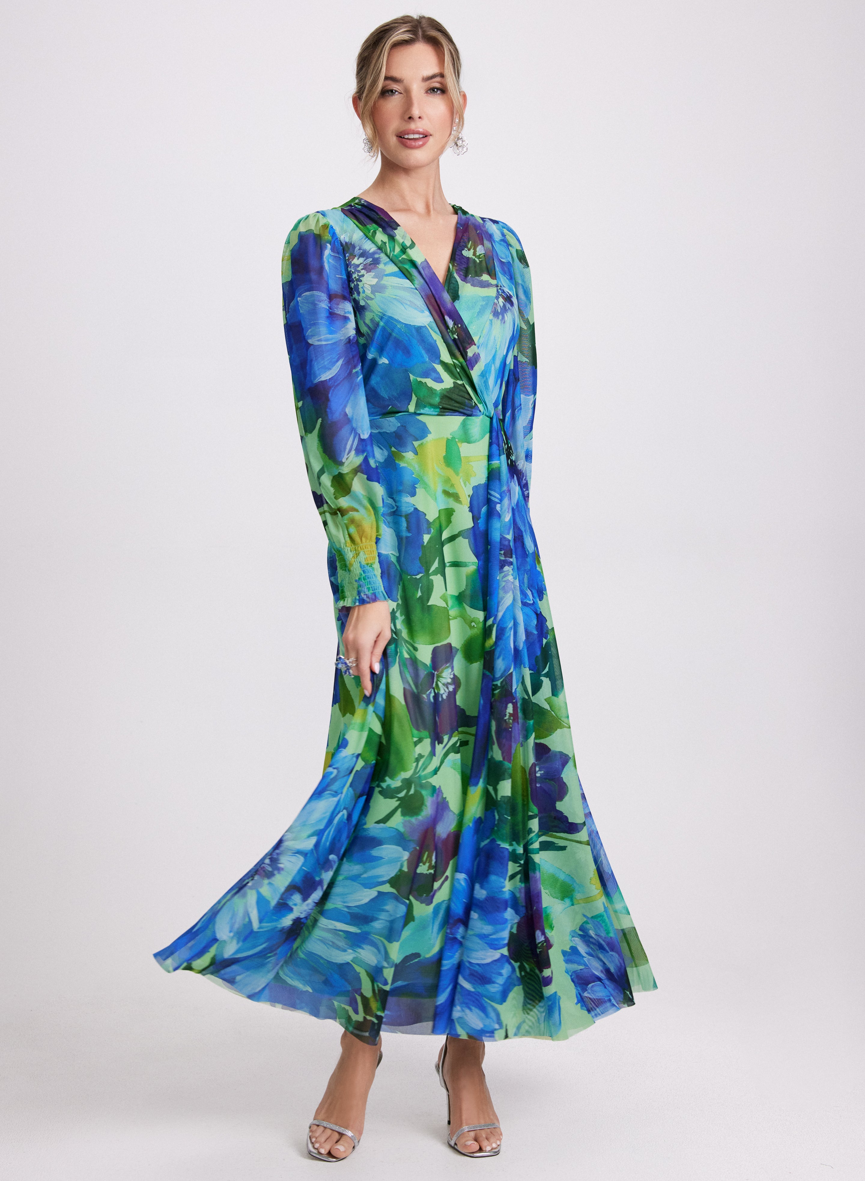Floral Mesh Dress for Women - Elegant Summer Maxi Dress with Floral Print, Lightweight & Breathable - Perfect for Beach, Party, and Vacation Wear