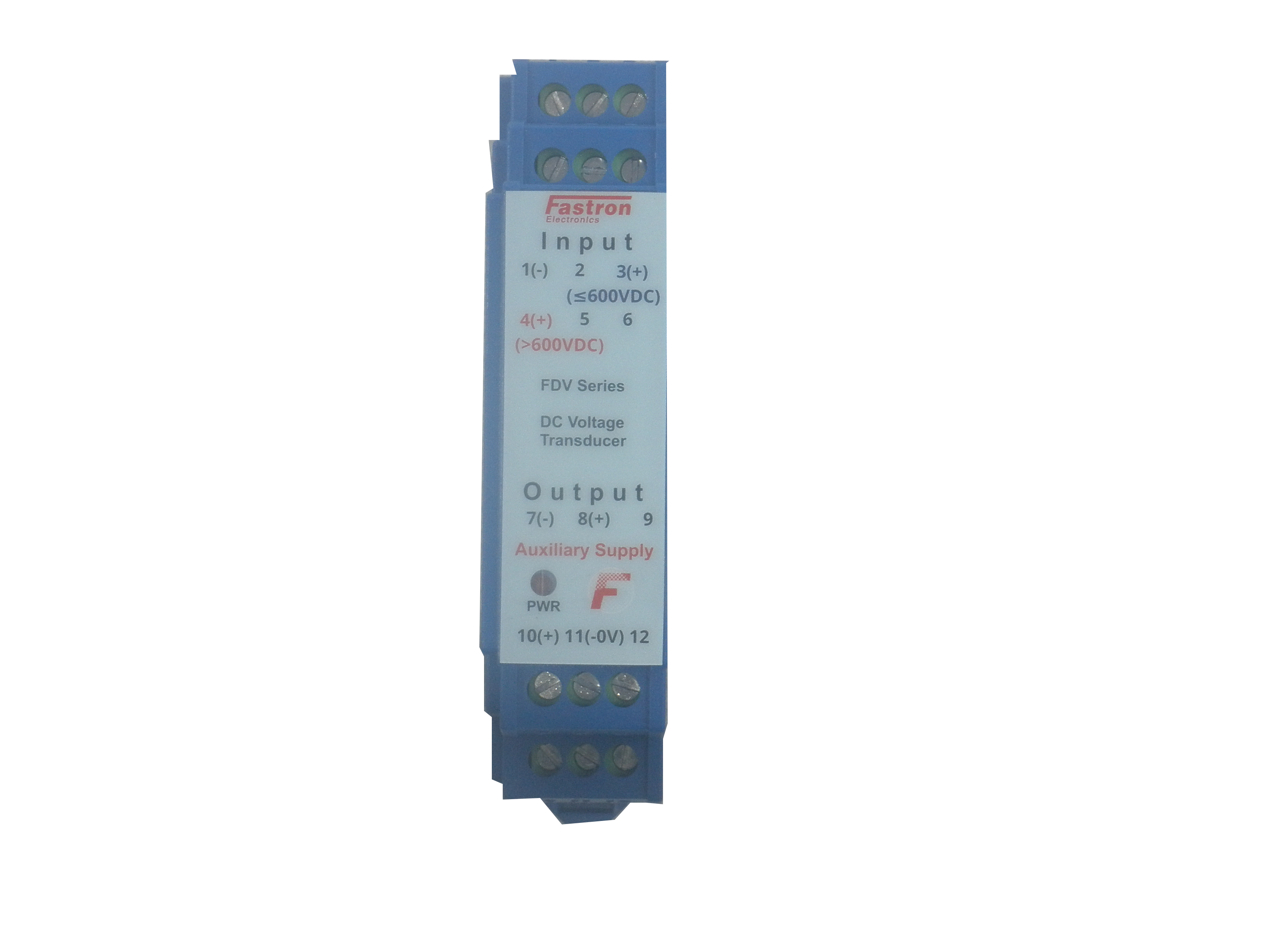 FDV 15 420 24 Battery DC Voltage Transducer - Din Rail Mount, 0-15VDC Input, 4-20mA Output, 24VDC Power Supply, 150ms Fast Response - Ideal for Industrial Automation & Power Monitoring Systems