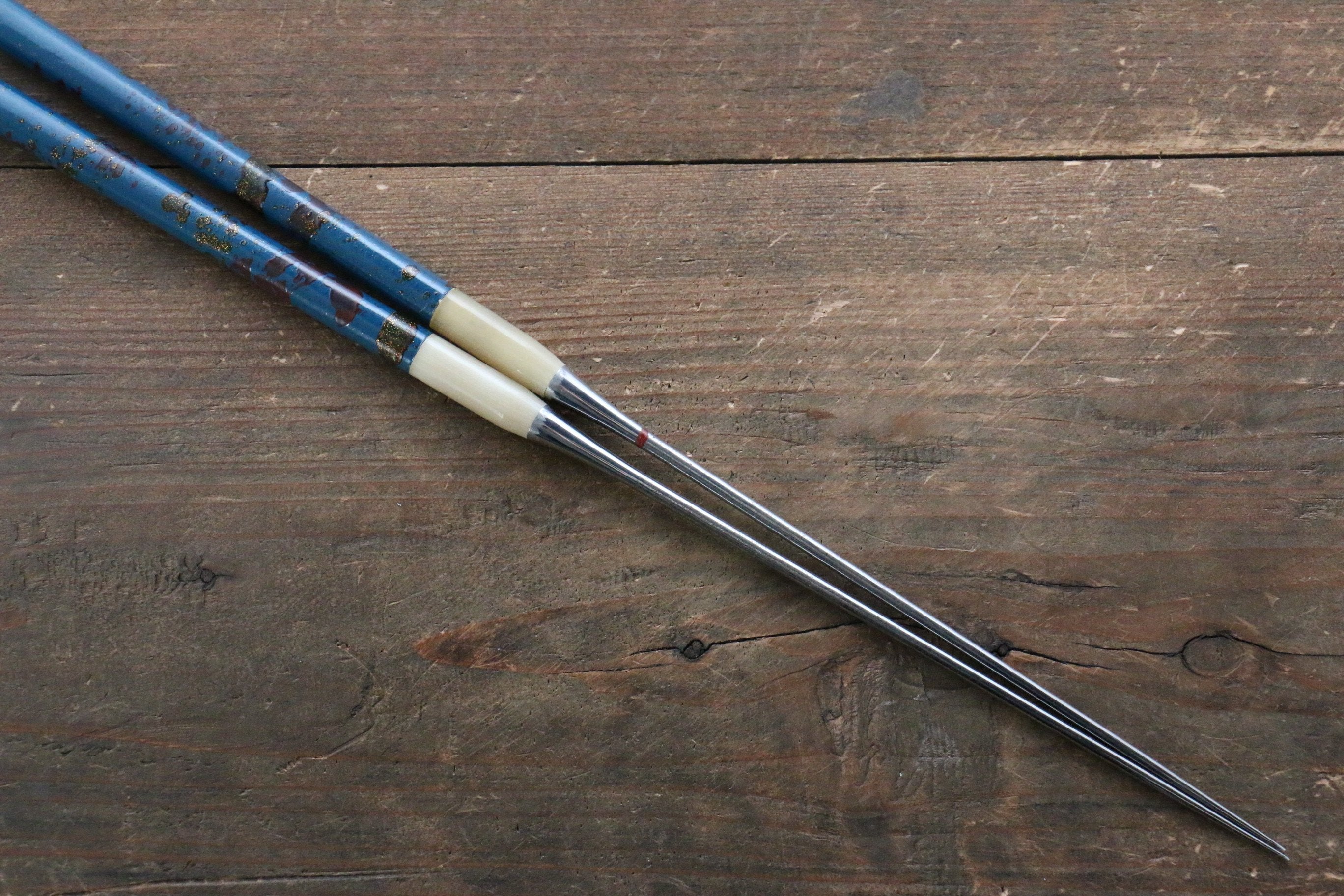 Premium Blue Moribashi Cooking Chopsticks - 165mm Stainless Steel Kitchen Tongs for Sushi, Ramen, Frying & Asian Cuisine | Perfect for Chefs & Home Cooking