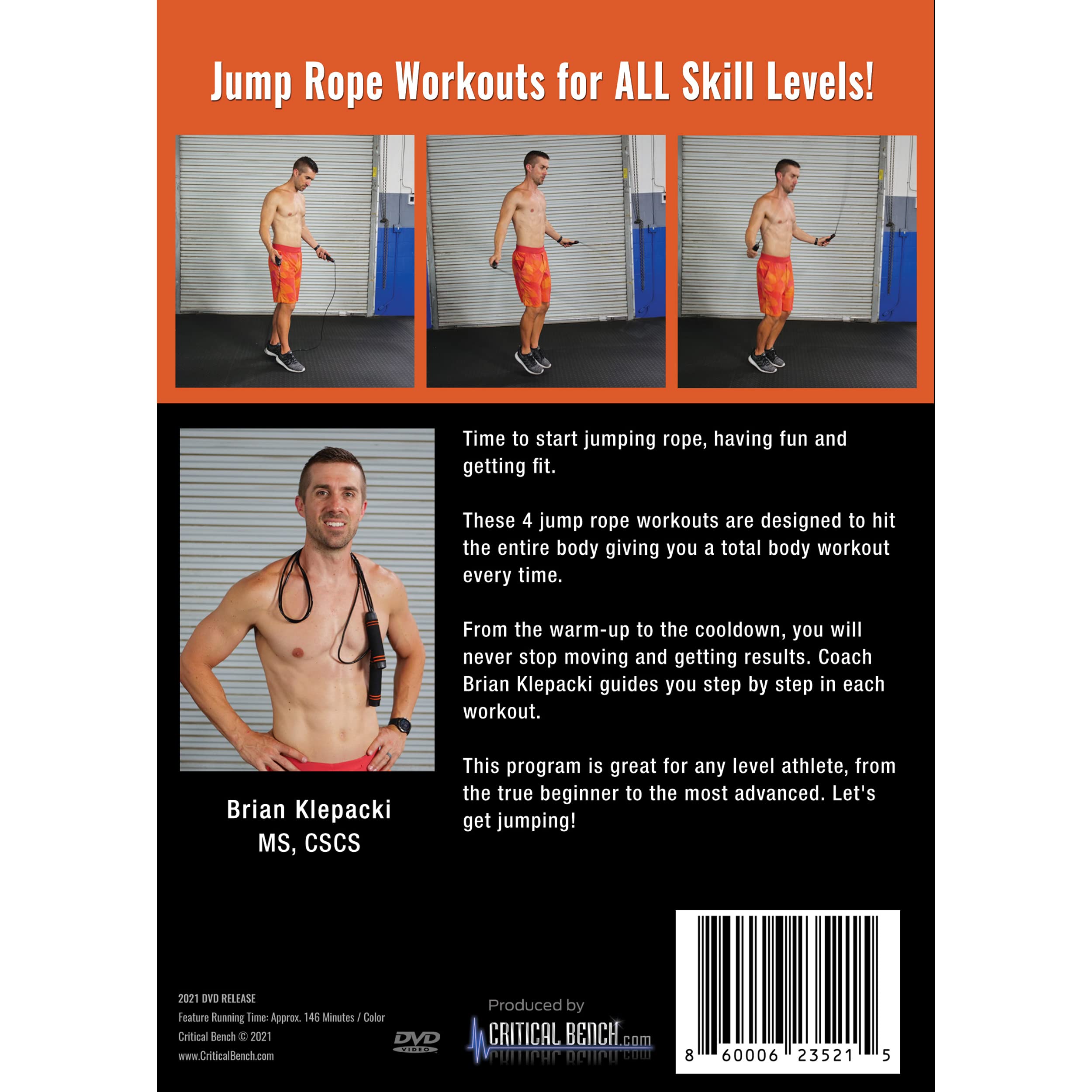 CRITICAL BENCH Total Body Jump Rope Workout Series DVD - Home Fitness Training for Weight Loss & Cardio Exercise | Perfect for Indoor Workouts, Gym Training & Home Exercise Routines