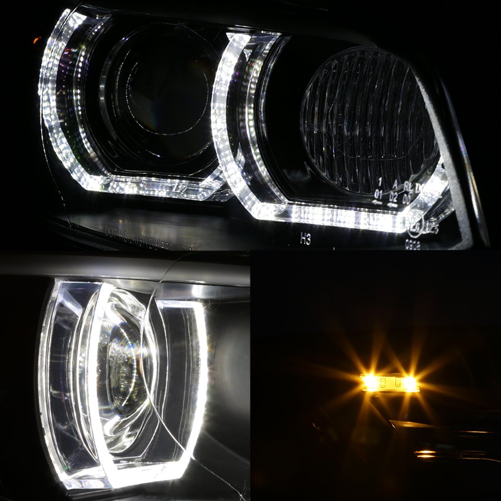 AKKON LED Projector Headlights for BMW 3-Series E92 E93 335i 328i - HID Xenon Style for Night Driving