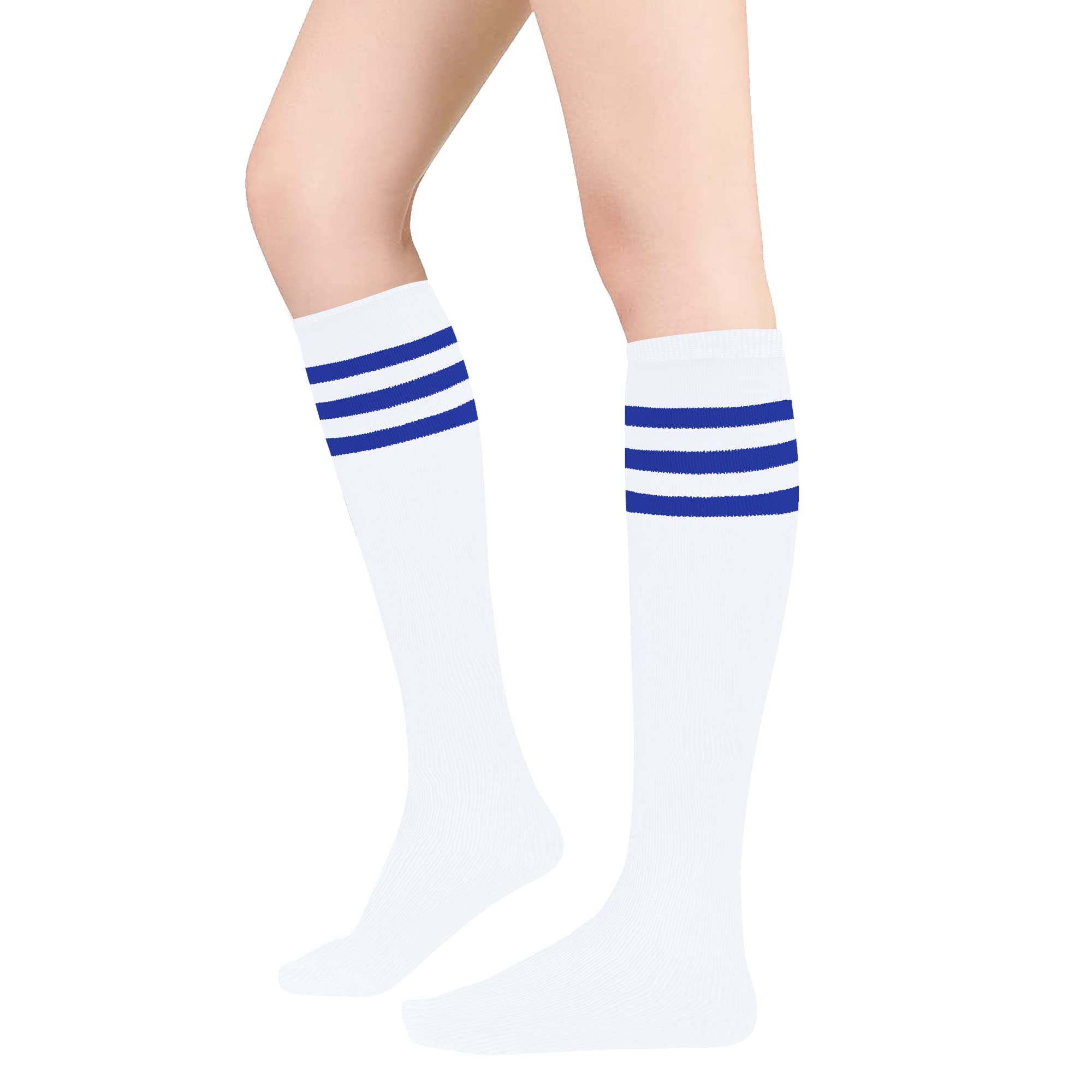 Women's Knee High Athletic Socks - Striped Running & Baseball Socks for Outdoor Sports