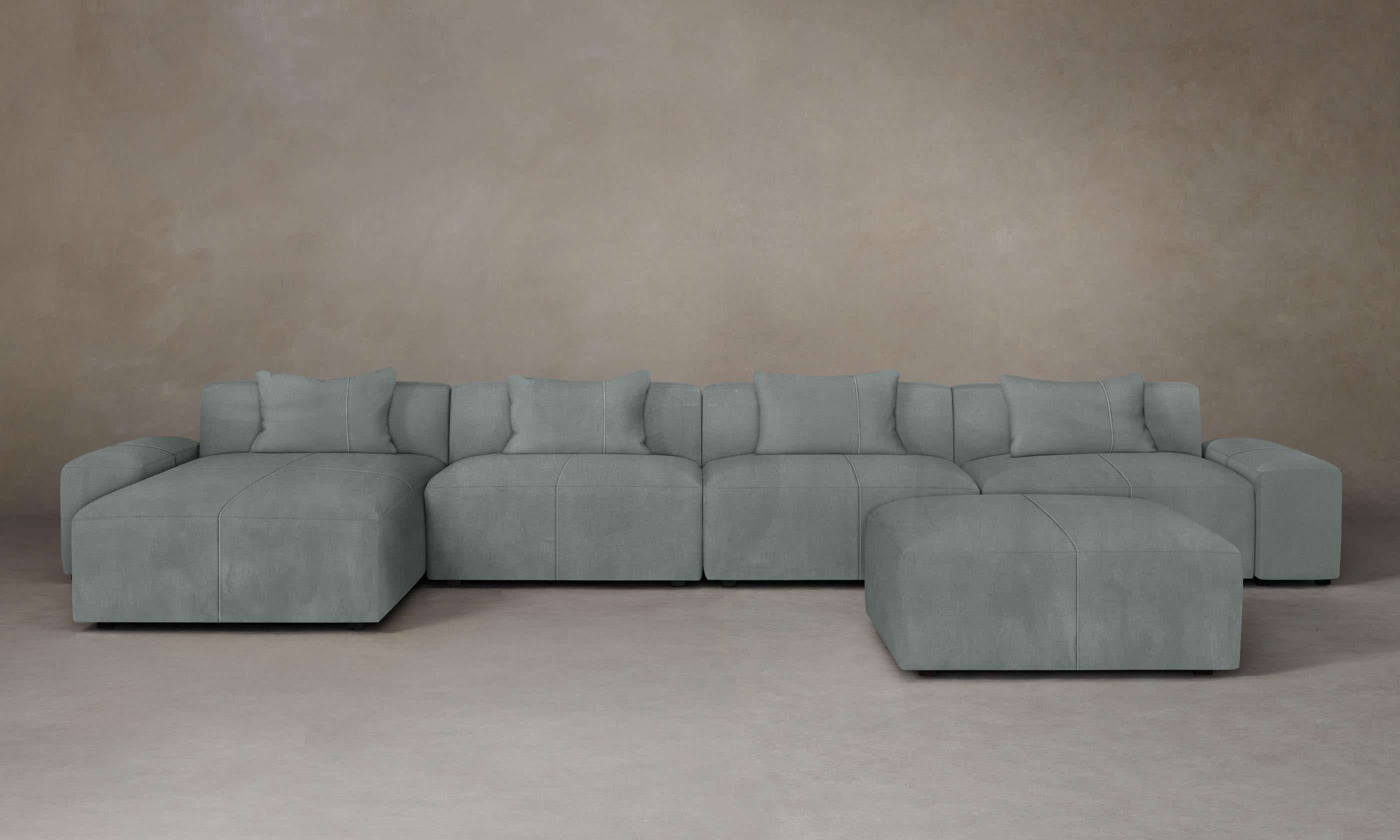 Breuer Modular Sectional Sofa - Premium Nubuck Leather in Tide Color - Perfect for Living Room, Lounge & Home Theater Seating