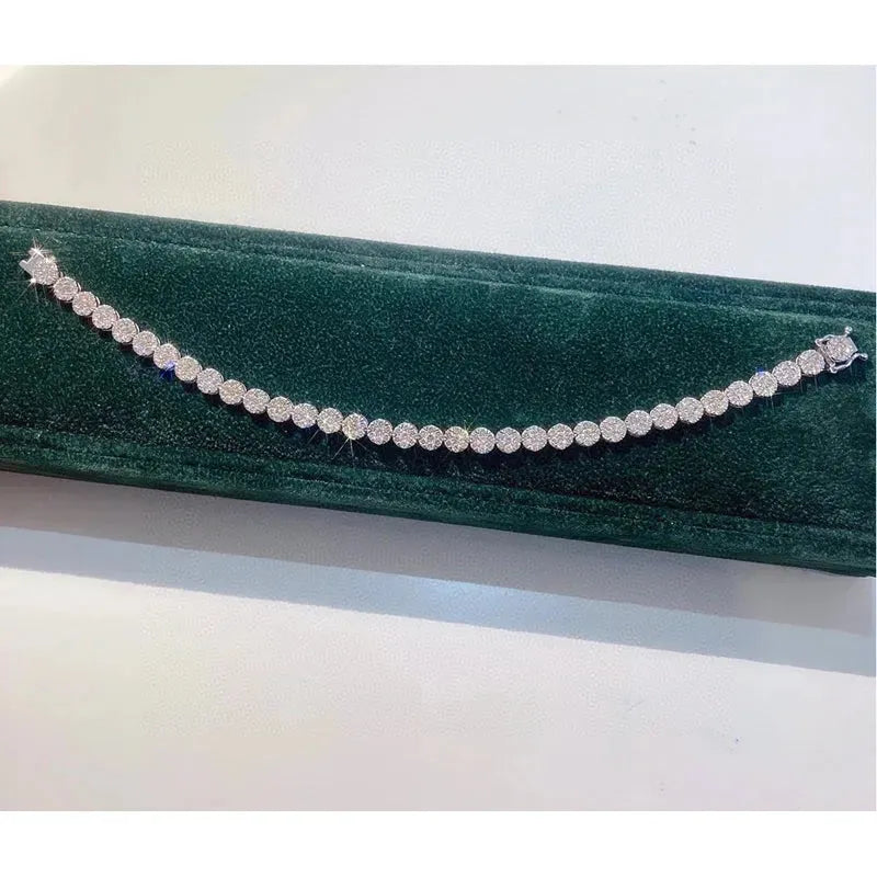 18K White Gold 4.80ct Round Diamond Bracelet for Women | Luxury Wedding Engagement Party Jewelry | Elegant Gift for Anniversary, Valentine's Day & Special Occasions