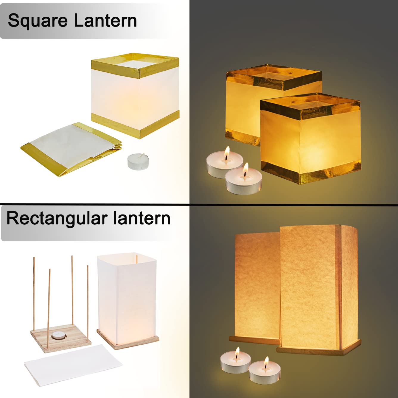 12 Pack Floating Lanterns - Waterproof Square & Rectangle Sets for Pool, River, Wedding Decor, Memorials, Parties - Outdoor Decorative Floating Candles for Romantic Events & Special Occasions