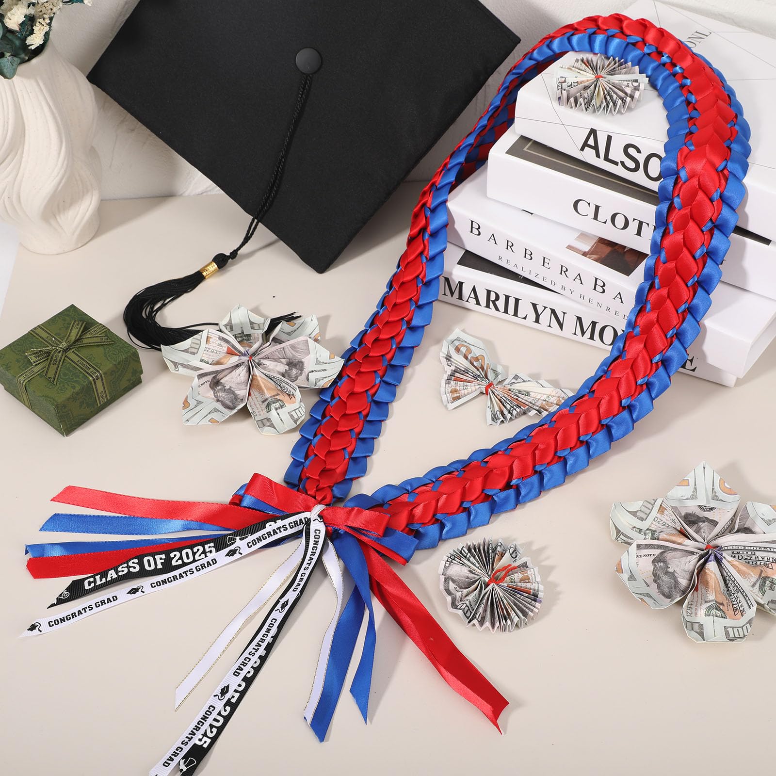 Class of 2025 Graduation Ribbon & Braided Necklace Set - Commencement Gift for Men & Women - Perfect for Graduation Parties & Ceremonies