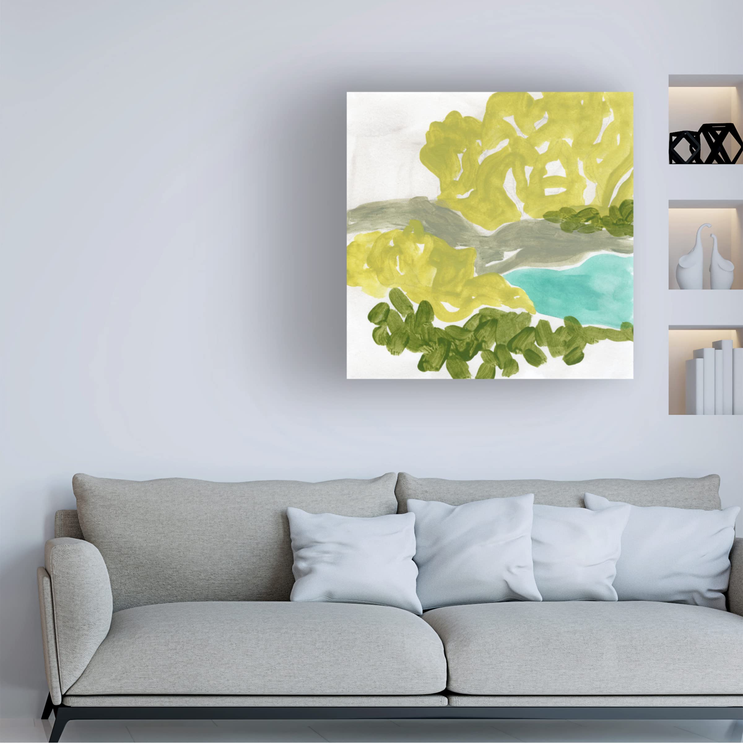 Trademark Fine Art 'Landscape Cameo VII' Canvas Wall Art Print by June Erica Vess - Nature Scenery Painting for Living Room, Bedroom & Office Decor